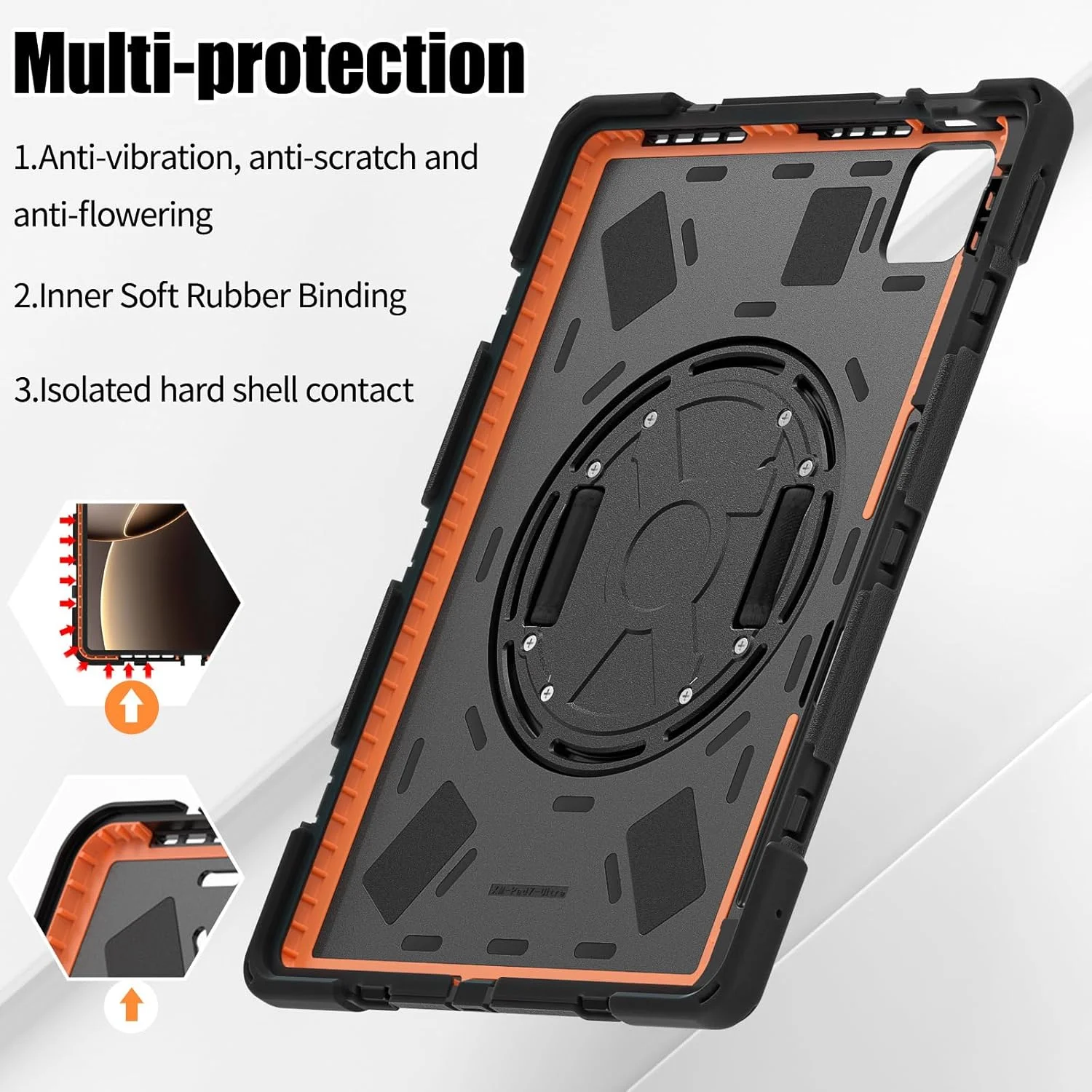 کاور ضد ضربه Gruattreay سازگار با تبلت شیائومی پد 7 اولترا 14 اینچ 2025، قاب تبلت مقاوم در برابر سقوط با پایه مخفی + بند دستی + بند شانه (قرمز)