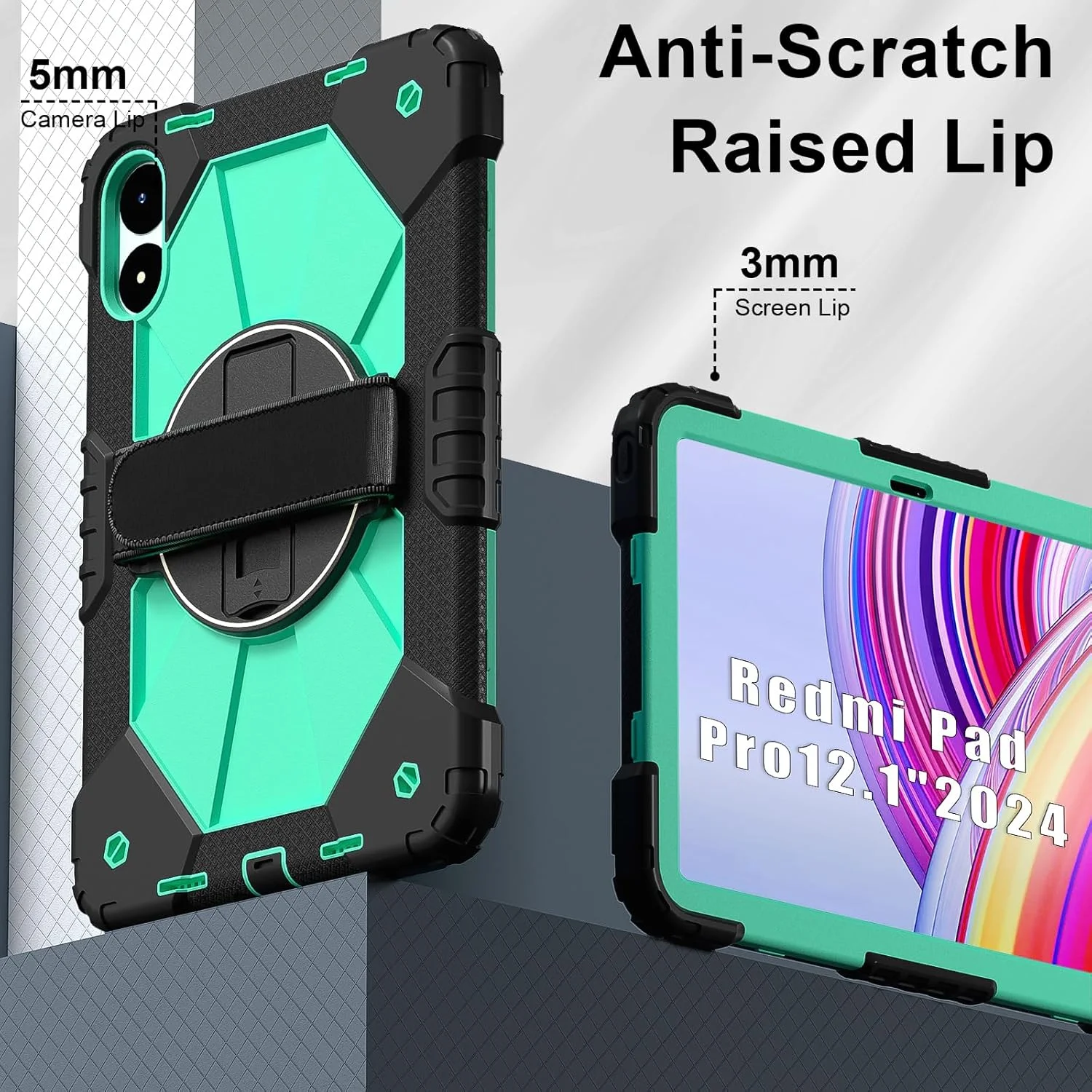 کیف تبلت رباتی Nincyee برای Xiaomi Redmi Pad Pro 12.1" 2024، کاور سیلیکونی ضد ضربه رنگین کمانی 3 در 1 با نگهدارنده قلم، بند شانه، بند دستی، پایه تاشو برای کودکان کیف تبلت رباتی Nincyee برای Xiaomi Redmi Pad Pro 12.1" 2024، کاور سیلیکونی ضد ضربه رنگین کمانی 3 در 1 با نگهدارنده قلم، بند شانه، بند دستی، پایه تاشو برای کودکان