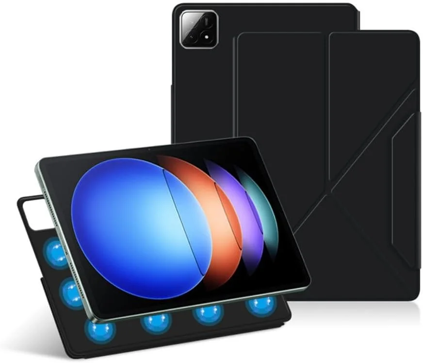 کاور تبلت مغناطیسی Gruattreay سازگار با شیائومی پد 6S Pro 12.4 اینچ، کاور محافظ سبک وزن با استند محکم و حالت خواب برای Mi Pad 6S Pro (مشکی)