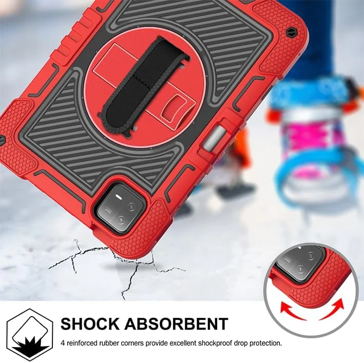 ERDARARIPRO Tablet Case for Xiaomi Pad 6 11 Inch, Cute Shockproof Cartoon Case with 360° Rotating Stand, Wrist Strap and Pen Holder, Large Red + Black ERDARARIPRO Tablet Case for Xiaomi Pad 6 11 Inch, Cute Shockproof Cartoon Case with 360° Rotating Stand, Wrist Strap and Pen Holder, Large Red + Black