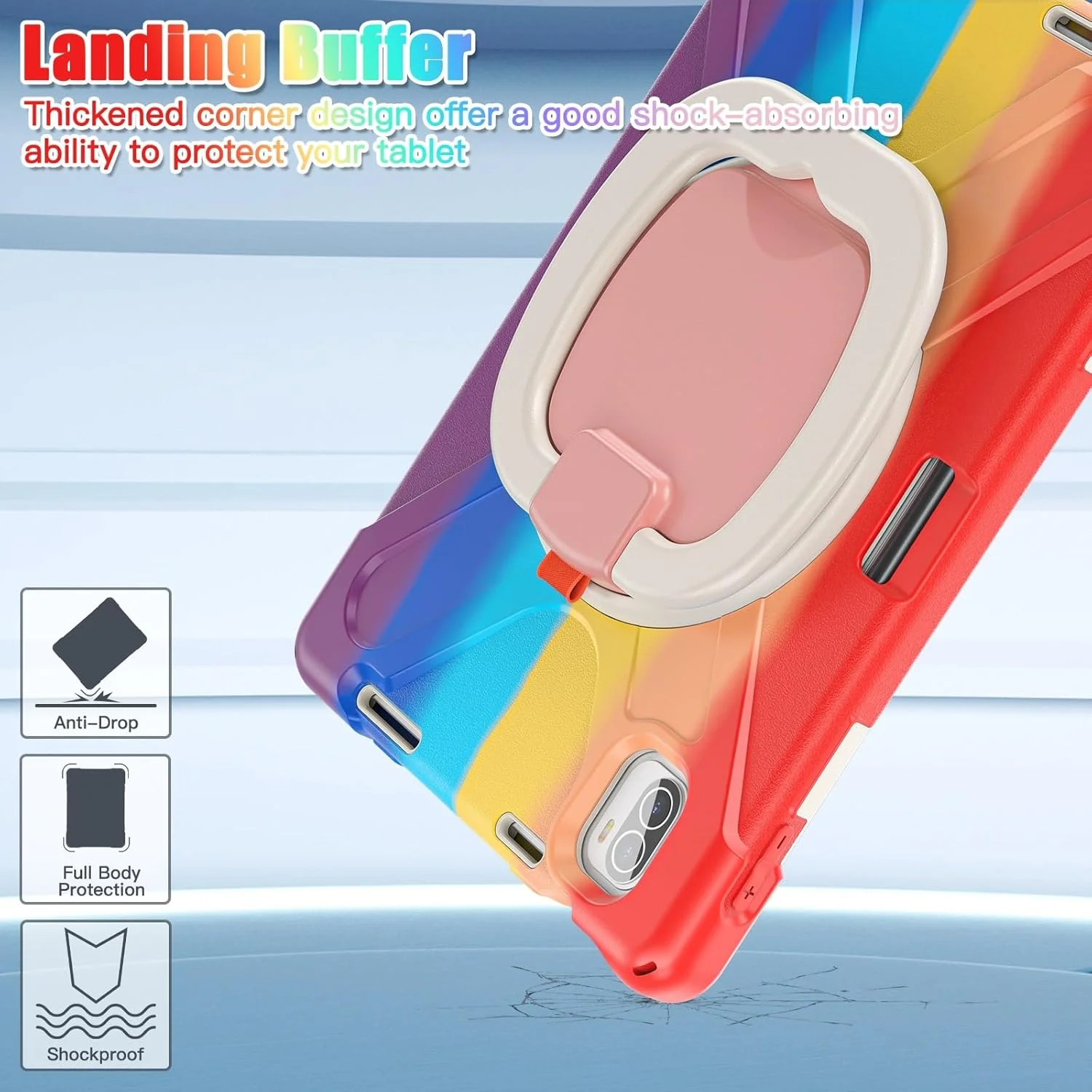 کیف تبلت مناسب برای Xiaomi Mi Pad 5/MiPad 5 Pro 11 اینچ 2021، کیف TPU بادوام و ضد ضربه کودکان، پایه نگهدارنده چند منظوره چرخان 360 درجه + بند شانه کیف تبلت مناسب برای Xiaomi Mi Pad 5/MiPad 5 Pro 11 اینچ 2021، کیف TPU بادوام و ضد ضربه کودکان، پایه نگهدارنده چند منظوره چرخان 360 درجه + بند شانه