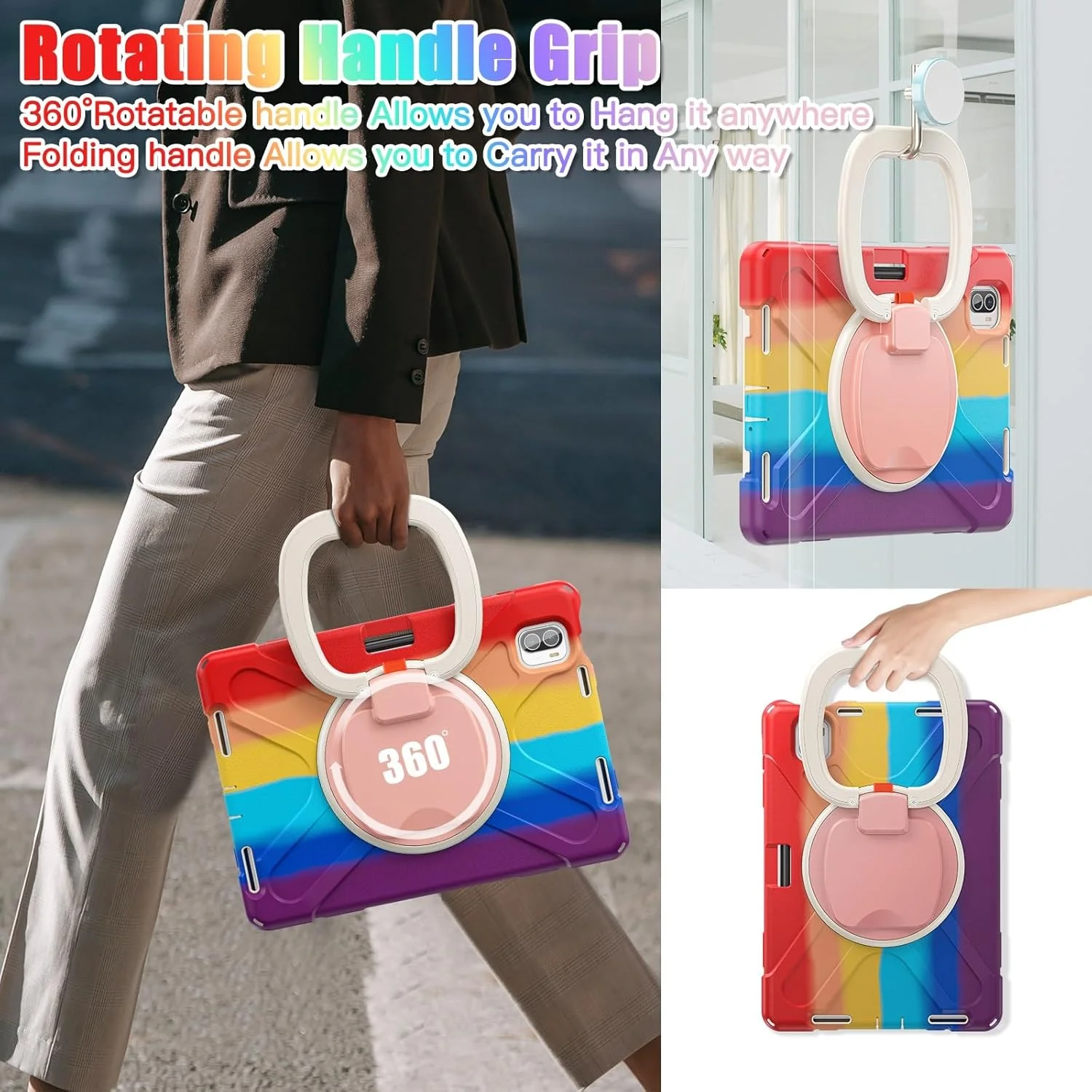 کیف تبلت مناسب برای Xiaomi Mi Pad 5/MiPad 5 Pro 11 اینچ 2021، کیف TPU بادوام و ضد ضربه کودکان، پایه نگهدارنده چند منظوره چرخان 360 درجه + بند شانه کیف تبلت مناسب برای Xiaomi Mi Pad 5/MiPad 5 Pro 11 اینچ 2021، کیف TPU بادوام و ضد ضربه کودکان، پایه نگهدارنده چند منظوره چرخان 360 درجه + بند شانه