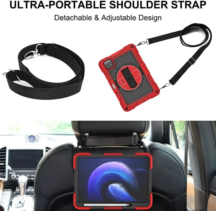 ERDARARIPRO Tablet Case for Xiaomi Pad 6 11 Inch, Cute Shockproof Cartoon Case with 360° Rotating Stand, Wrist Strap and Pen Holder, Large Red + Black ERDARARIPRO Tablet Case for Xiaomi Pad 6 11 Inch, Cute Shockproof Cartoon Case with 360° Rotating Stand, Wrist Strap and Pen Holder, Large Red + Black