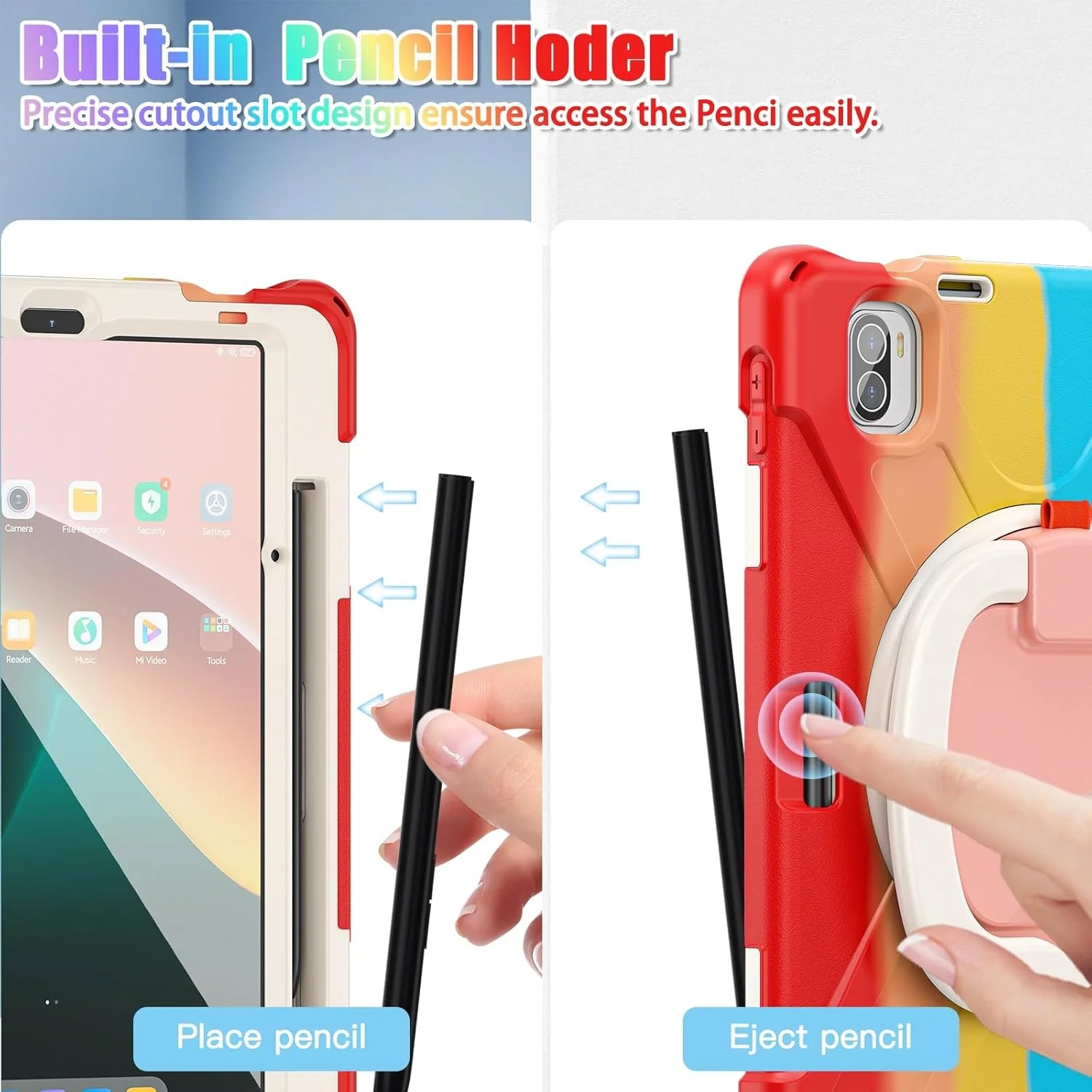 کیف تبلت مناسب برای Xiaomi Mi Pad 5/MiPad 5 Pro 11 اینچ 2021، کیف TPU بادوام و ضد ضربه کودکان، پایه نگهدارنده چند منظوره چرخان 360 درجه + بند شانه کیف تبلت مناسب برای Xiaomi Mi Pad 5/MiPad 5 Pro 11 اینچ 2021، کیف TPU بادوام و ضد ضربه کودکان، پایه نگهدارنده چند منظوره چرخان 360 درجه + بند شانه