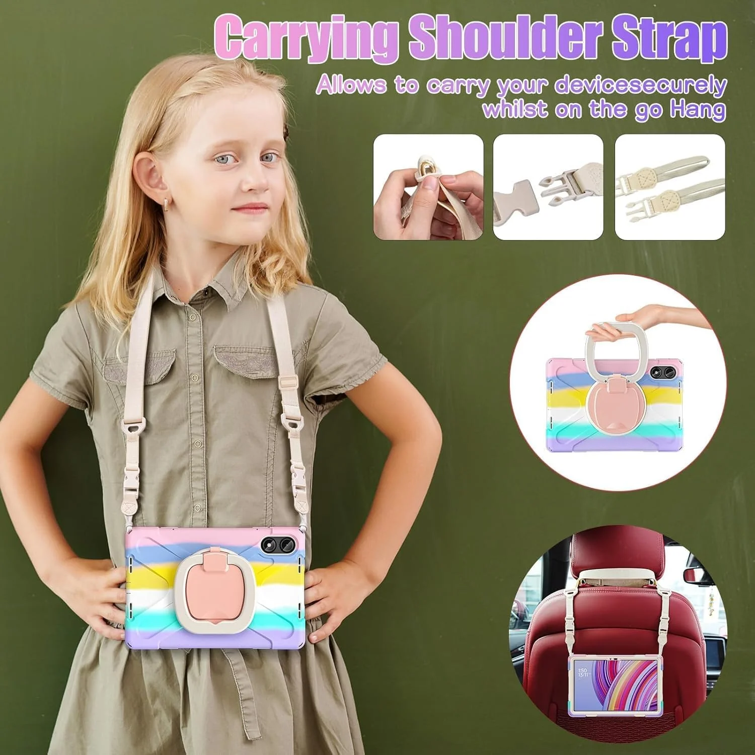 کاور مقاوم Gruattreay سازگار با تبلت 12.1 اینچی Xiaomi POCO Pad، محافظ تمام بدنه ضد ضربه با پایه حلقه چرخان 360 درجه / دستگیره دستی / بند شانه (صورتی رنگارنگ) کاور مقاوم Gruattreay سازگار با تبلت 12.1 اینچی Xiaomi POCO Pad، محافظ تمام بدنه ضد ضربه با پایه حلقه چرخان 360 درجه / دستگیره دستی / بند شانه (صورتی رنگارنگ)