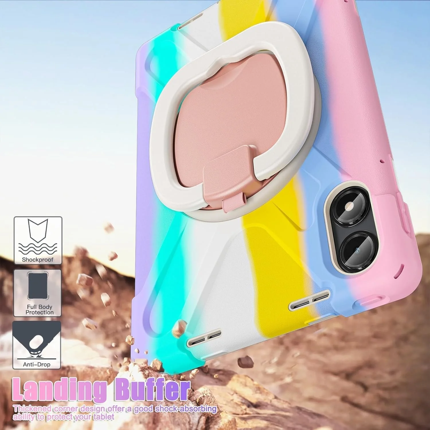 کاور مقاوم Gruattreay سازگار با تبلت 12.1 اینچی Xiaomi POCO Pad، محافظ تمام بدنه ضد ضربه با پایه حلقه چرخان 360 درجه / دستگیره دستی / بند شانه (صورتی رنگارنگ) کاور مقاوم Gruattreay سازگار با تبلت 12.1 اینچی Xiaomi POCO Pad، محافظ تمام بدنه ضد ضربه با پایه حلقه چرخان 360 درجه / دستگیره دستی / بند شانه (صورتی رنگارنگ)