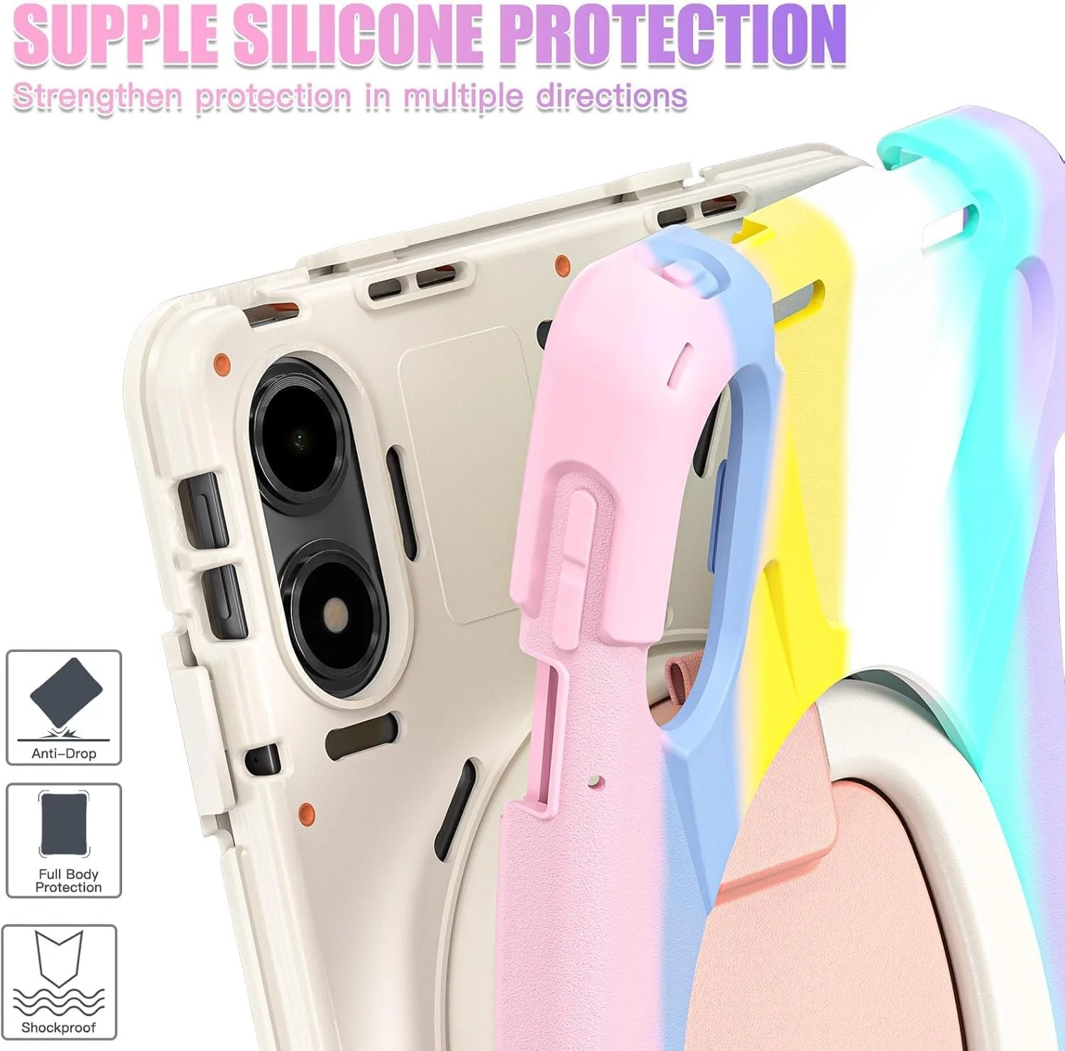 کاور مقاوم Gruattreay سازگار با تبلت 12.1 اینچی Xiaomi POCO Pad، محافظ تمام بدنه ضد ضربه با پایه حلقه چرخان 360 درجه / دستگیره دستی / بند شانه (صورتی رنگارنگ) کاور مقاوم Gruattreay سازگار با تبلت 12.1 اینچی Xiaomi POCO Pad، محافظ تمام بدنه ضد ضربه با پایه حلقه چرخان 360 درجه / دستگیره دستی / بند شانه (صورتی رنگارنگ)