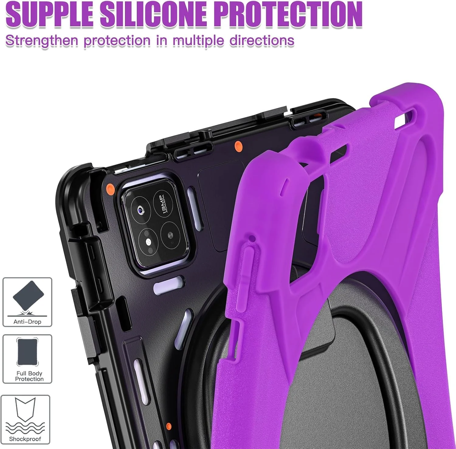 کیف تبلت مناسب برای Xiaomi Mi Pad 7 / Mi Pad 7 Pro 11.2 اینچ 2024، کیف TPU بادوام و ضد ضربه کودکان، پایه چرخشی 360 درجه چند منظوره + بند شانه کیف تبلت مناسب برای Xiaomi Mi Pad 7 / Mi Pad 7 Pro 11.2 اینچ 2024، کیف TPU بادوام و ضد ضربه کودکان، پایه چرخشی 360 درجه چند منظوره + بند شانه