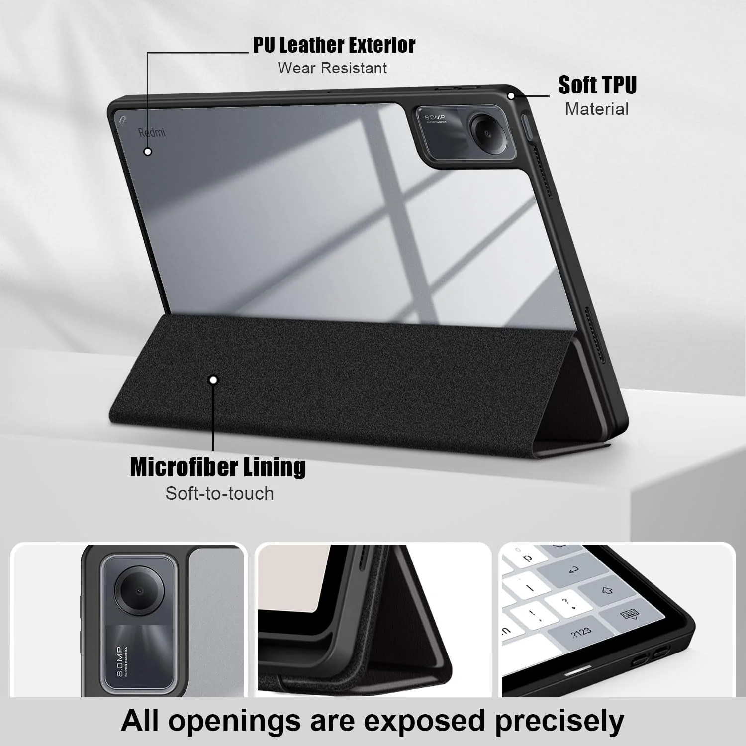 کاور تبلت DINGGUAGUA برای تبلت شیائومی Redmi Pad SE 11 اینچ 2023، کاور پشتی شفاف تبلت با عملکرد نگهدارنده قلم، لمس نکنید کاور تبلت DINGGUAGUA برای تبلت شیائومی Redmi Pad SE 11 اینچ 2023، کاور پشتی شفاف تبلت با عملکرد نگهدارنده قلم، لمس نکنید