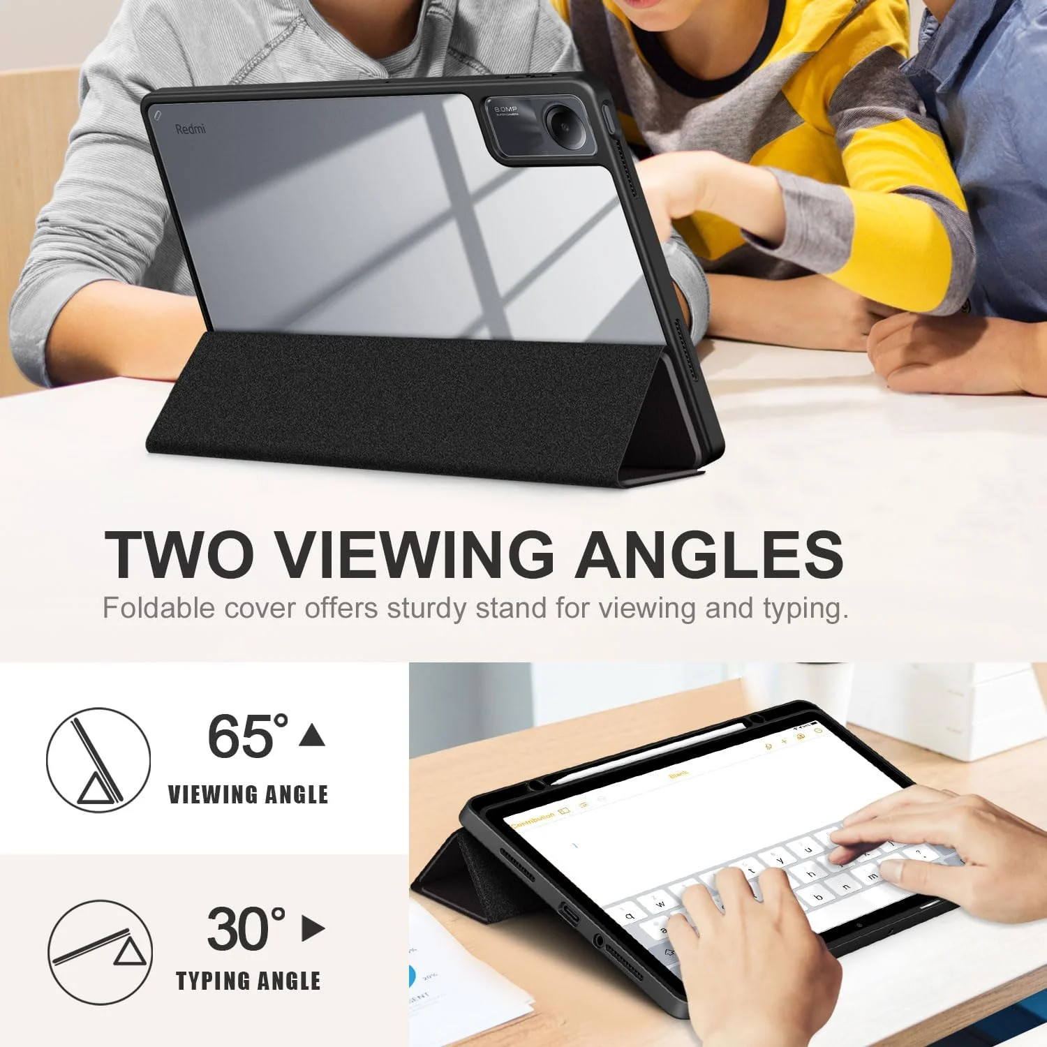 کاور تبلت DINGGUAGUA برای تبلت شیائومی Redmi Pad SE 11 اینچ 2023، کاور پشتی شفاف تبلت با عملکرد نگهدارنده قلم، لمس نکنید کاور تبلت DINGGUAGUA برای تبلت شیائومی Redmi Pad SE 11 اینچ 2023، کاور پشتی شفاف تبلت با عملکرد نگهدارنده قلم، لمس نکنید