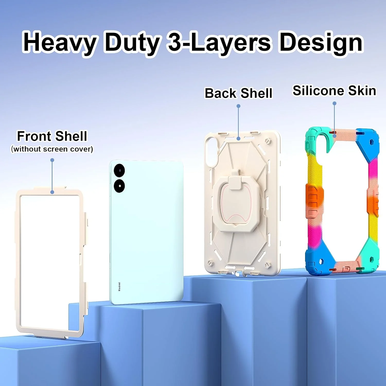 کیف تبلت رباتی بچگانه nincyee برای شیائومی پد 7 11.2 اینچ 2024، کاور سیلیکونی ضد ضربه رنگین کمانی 3 در 1 با نگهدارنده مداد، بند شانه، پایه تاشو و حلقه های چرخان کیف تبلت رباتی بچگانه nincyee برای شیائومی پد 7 11.2 اینچ 2024، کاور سیلیکونی ضد ضربه رنگین کمانی 3 در 1 با نگهدارنده مداد، بند شانه، پایه تاشو و حلقه های چرخان