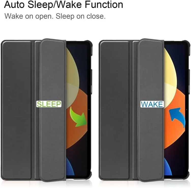 کاور تبلت نیکاکیو مناسب برای شیائومی پد 5 پرو 12.4 اینچ 2022، کاور سه لایه تبلت پد 5 پرو 12.4 اینچ با جای قلم، حالت خواب/بیدار خودکار، پشت TPU نرم، کاور محافظ سبک وزن، مشکی