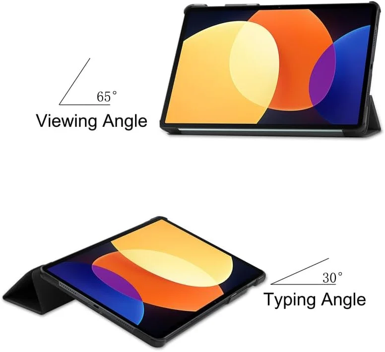 کاور تبلت نیکاکیو مناسب برای شیائومی پد 5 پرو 12.4 اینچ 2022، کاور سه لایه تبلت پد 5 پرو 12.4 اینچ با جای قلم، حالت خواب/بیدار خودکار، پشت TPU نرم، کاور محافظ سبک وزن، مشکی