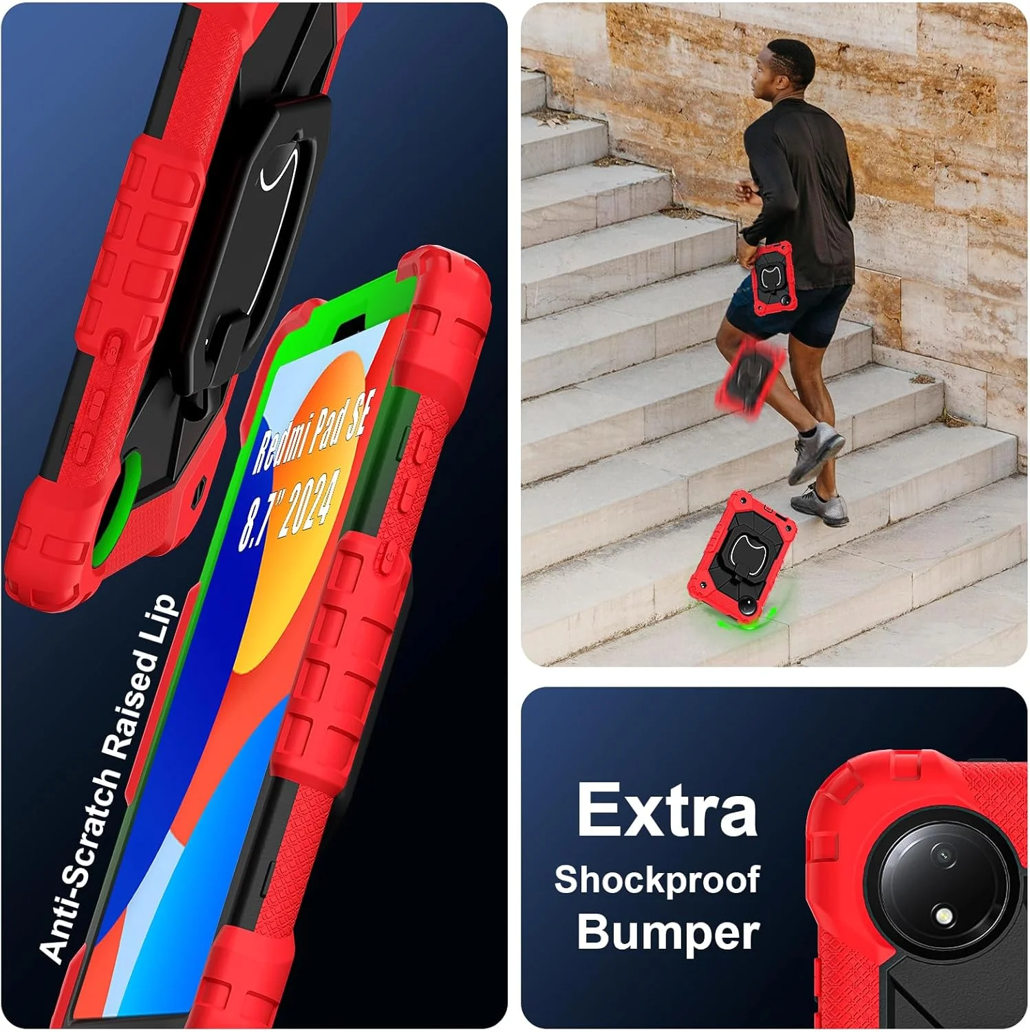 کیف تبلت رباتیک کودکانه nincyee برای Xiaomi Redmi Pad Pro 12.1" 2024، کاور سیلیکونی رنگین کمانی ضد ضربه 3 در 1 با نگهدارنده قلم، بند شانه و پایه تاشو با حلقه های چرخان کیف تبلت رباتیک کودکانه nincyee برای Xiaomi Redmi Pad Pro 12.1" 2024، کاور سیلیکونی رنگین کمانی ضد ضربه 3 در 1 با نگهدارنده قلم، بند شانه و پایه تاشو با حلقه های چرخان