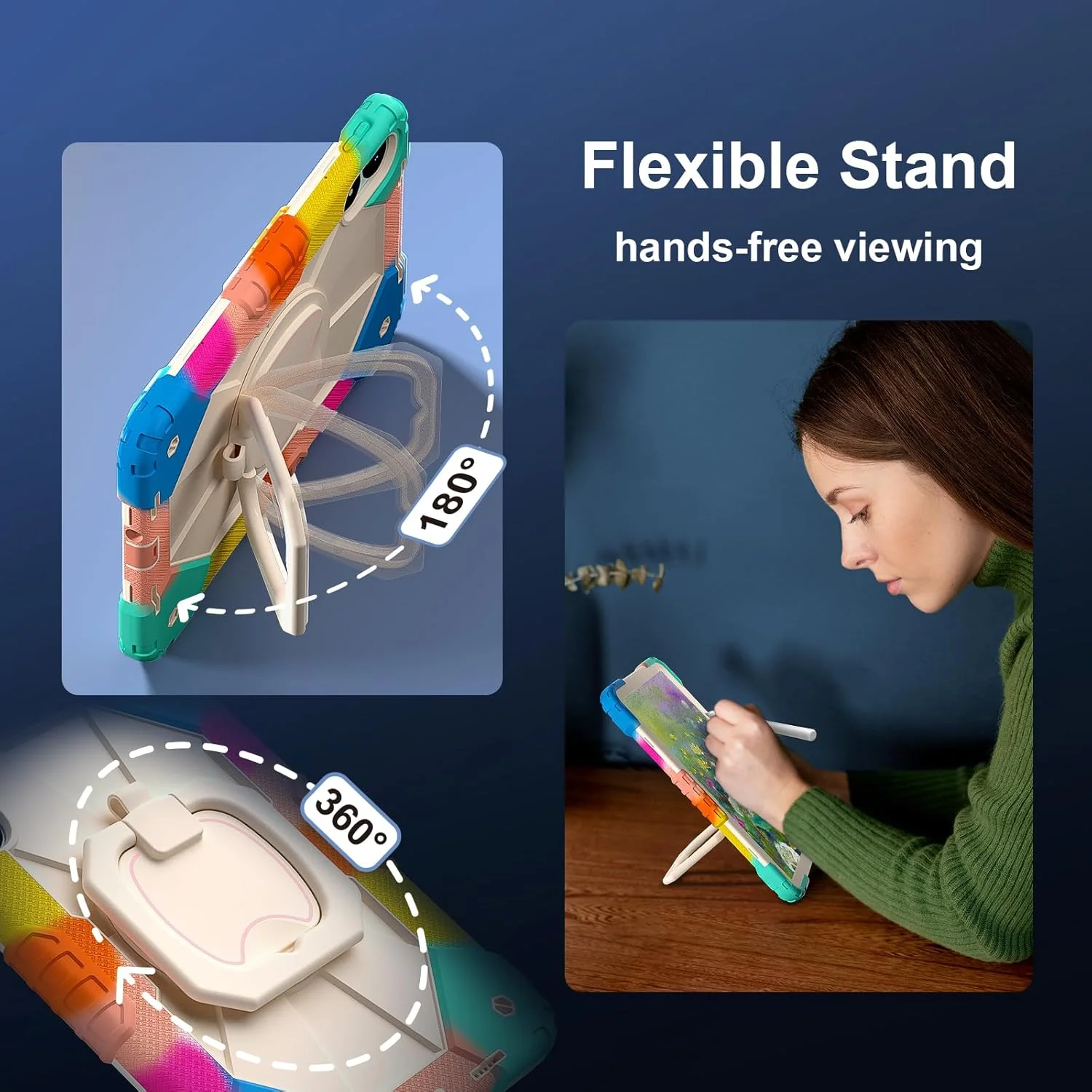 کیف تبلت رباتی بچگانه nincyee برای شیائومی پد 7 11.2 اینچ 2024، کاور سیلیکونی ضد ضربه رنگین کمانی 3 در 1 با نگهدارنده مداد، بند شانه، پایه تاشو و حلقه های چرخان کیف تبلت رباتی بچگانه nincyee برای شیائومی پد 7 11.2 اینچ 2024، کاور سیلیکونی ضد ضربه رنگین کمانی 3 در 1 با نگهدارنده مداد، بند شانه، پایه تاشو و حلقه های چرخان