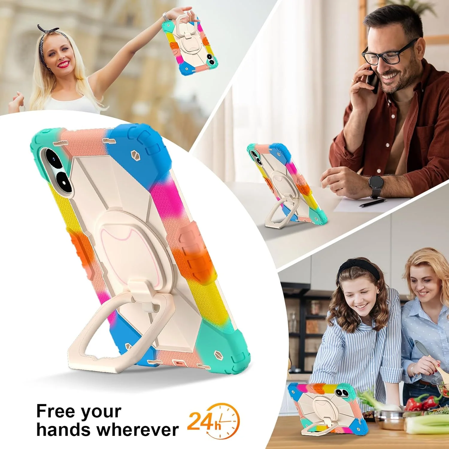 کیف تبلت رباتی بچگانه nincyee برای شیائومی پد 7 11.2 اینچ 2024، کاور سیلیکونی ضد ضربه رنگین کمانی 3 در 1 با نگهدارنده مداد، بند شانه، پایه تاشو و حلقه های چرخان کیف تبلت رباتی بچگانه nincyee برای شیائومی پد 7 11.2 اینچ 2024، کاور سیلیکونی ضد ضربه رنگین کمانی 3 در 1 با نگهدارنده مداد، بند شانه، پایه تاشو و حلقه های چرخان