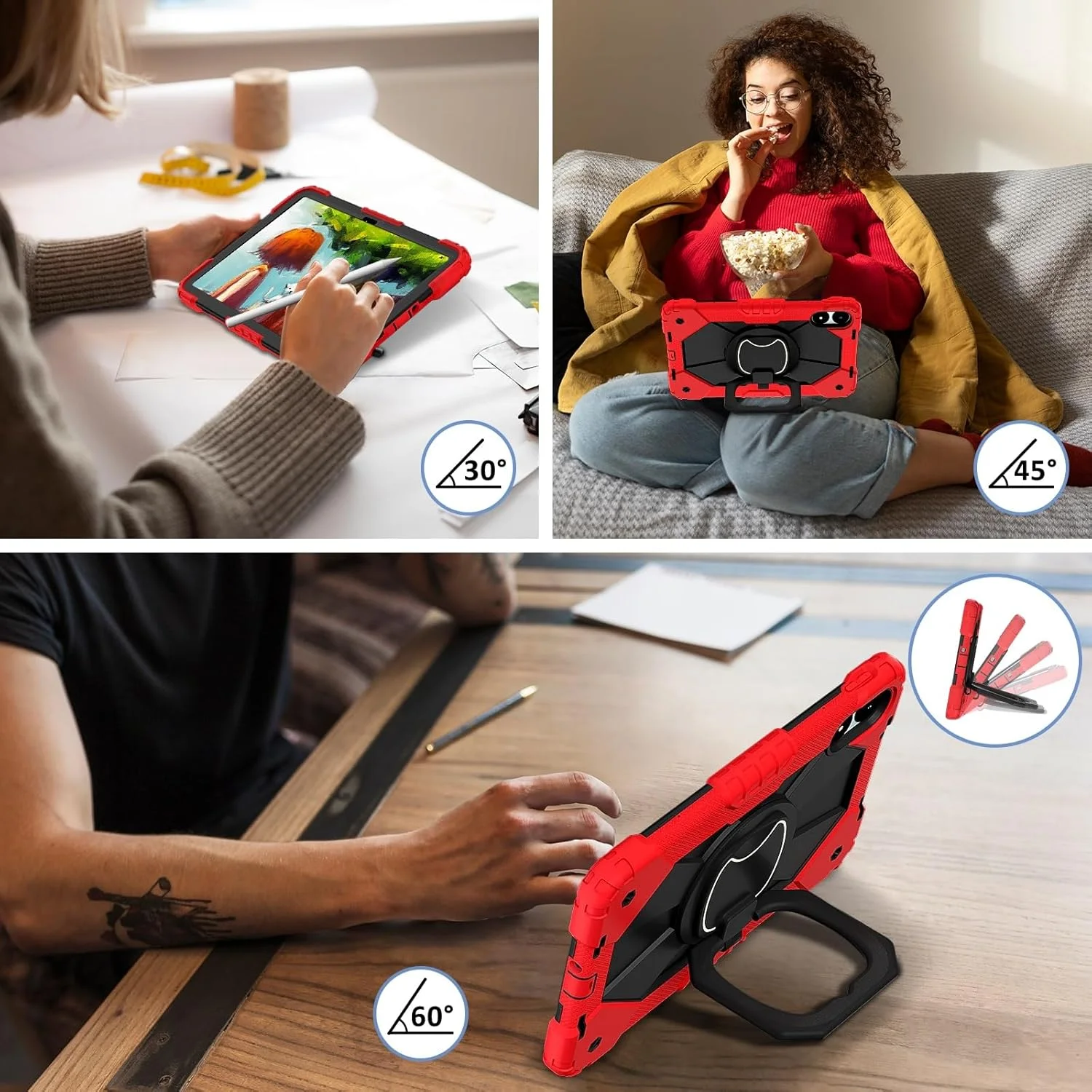 کیف تبلت مناسب برای Xiaomi Redmi Pad Pro 12.1"/Poco Pad 12.1"، کاور مقاوم در برابر ضربه با پایه چرخان 360 درجه + بند مچی + بند شانه ای محافظ کیف تبلت مناسب برای Xiaomi Redmi Pad Pro 12.1"/Poco Pad 12.1"، کاور مقاوم در برابر ضربه با پایه چرخان 360 درجه + بند مچی + بند شانه ای محافظ