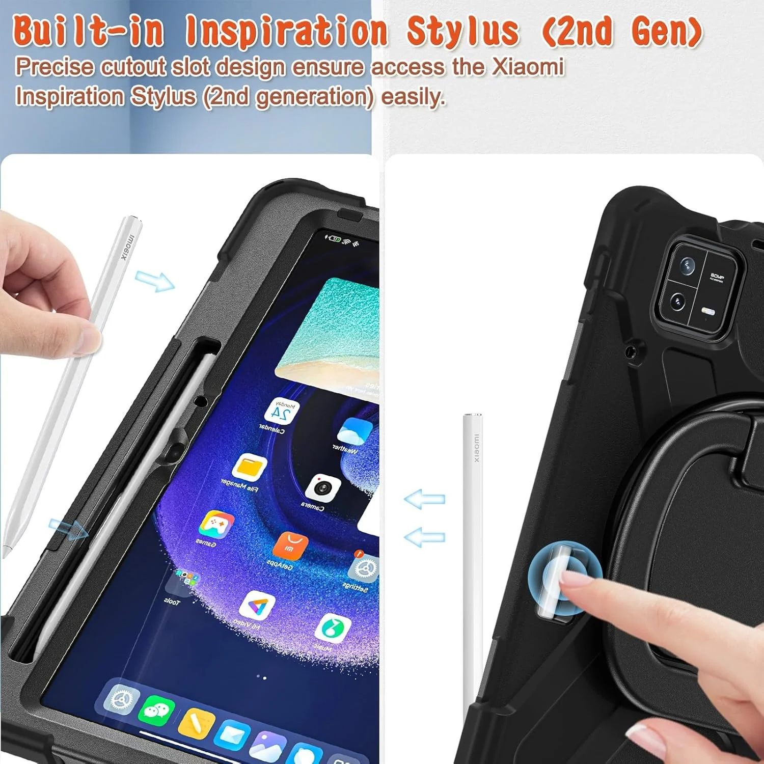 کیف تبلت مناسب برای Xiaomi Pad 6/Pad 6 Pro 11 اینچ نسخه 2023، کیف TPU بادوام و ضد ضربه برای کودکان، پایه چند منظوره با قابلیت چرخش 360 درجه کیف تبلت مناسب برای Xiaomi Pad 6/Pad 6 Pro 11 اینچ نسخه 2023، کیف TPU بادوام و ضد ضربه برای کودکان، پایه چند منظوره با قابلیت چرخش 360 درجه