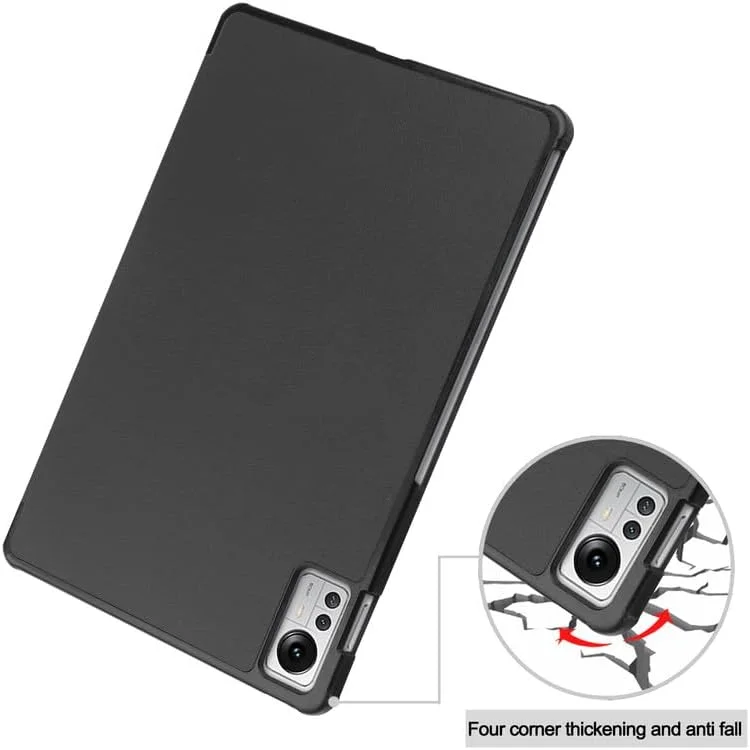 کاور تبلت نیکاکیو مناسب برای شیائومی پد 5 پرو 12.4 اینچ 2022، کاور سه لایه تبلت پد 5 پرو 12.4 اینچ با جای قلم، حالت خواب/بیدار خودکار، پشت TPU نرم، کاور محافظ سبک وزن، مشکی