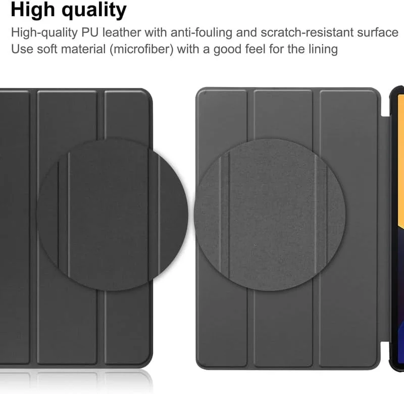 کاور تبلت نیکاکیو مناسب برای شیائومی پد 5 پرو 12.4 اینچ 2022، کاور سه لایه تبلت پد 5 پرو 12.4 اینچ با جای قلم، حالت خواب/بیدار خودکار، پشت TPU نرم، کاور محافظ سبک وزن، مشکی