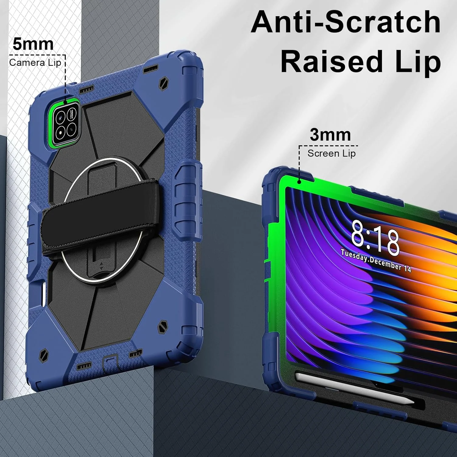 کیف تبلت رباتی nincyee برای شیائومی پد 7 پرو 11.2 اینچ 2024، کاور سیلیکونی رنگین کمانی ضد ضربه 3 در 1 با نگهدارنده مداد، بند شانه، بند دستی، پایه تاشو برای کودکان