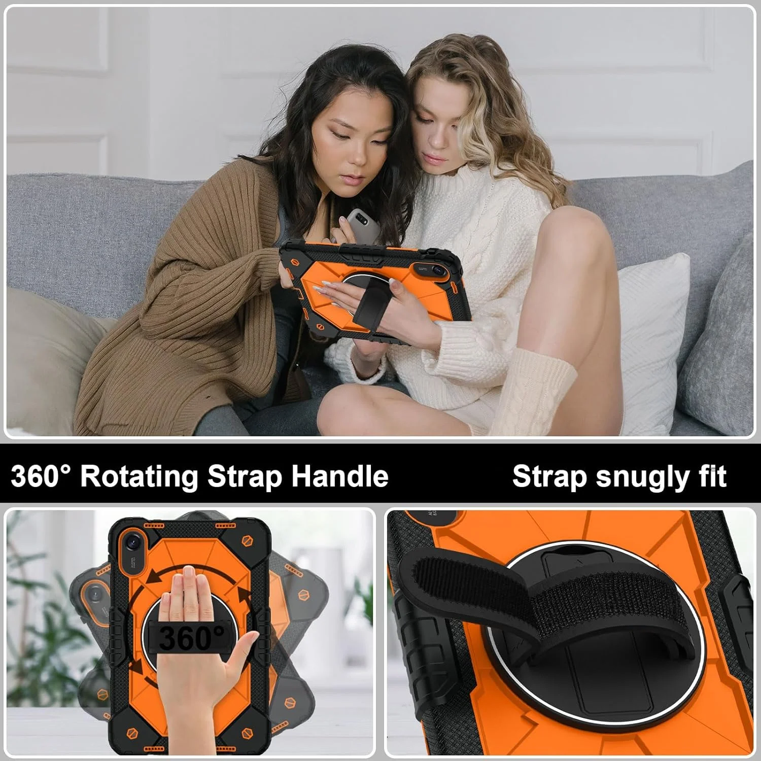 کاور مقاوم Gruattreay سازگار با تبلت شیائومی Redmi Pad 2 11 اینچی 2025، محافظت کامل بدنه از جنس PC+سیلیکون با پایه چرخان 360 درجه و بند دستی/بند شانه (نارنجی) کاور مقاوم Gruattreay سازگار با تبلت شیائومی Redmi Pad 2 11 اینچی 2025، محافظت کامل بدنه از جنس PC+سیلیکون با پایه چرخان 360 درجه و بند دستی/بند شانه (نارنجی)