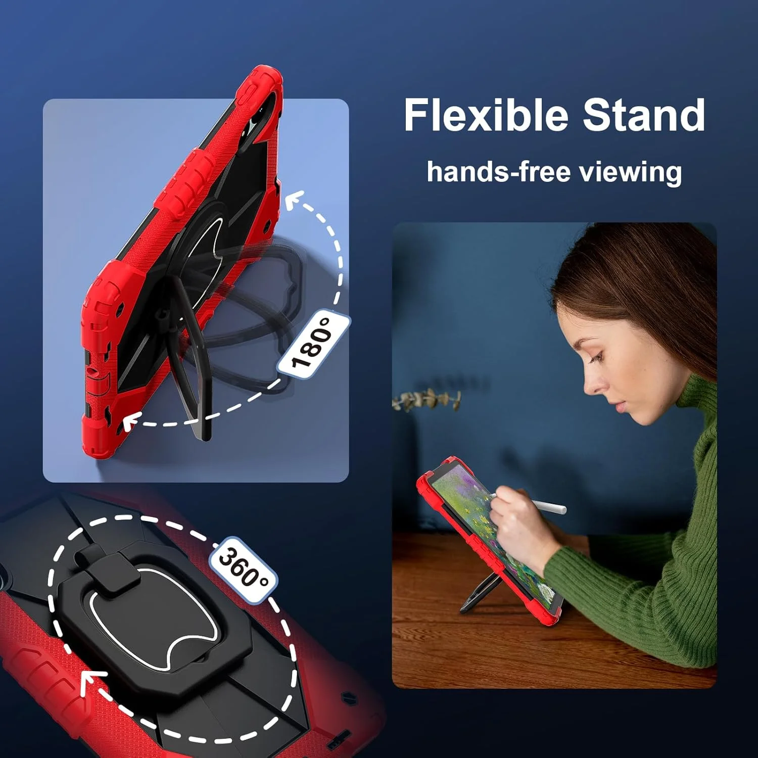 کیف تبلت رباتی بچگانه nincyee برای شیائومی پد 7 پرو 11.2 اینچی 2024، کاور سیلیکونی رنگین کمانی ضد ضربه 3 در 1 با نگهدارنده مداد، بند شانه، پایه تاشو و حلقه های چرخان