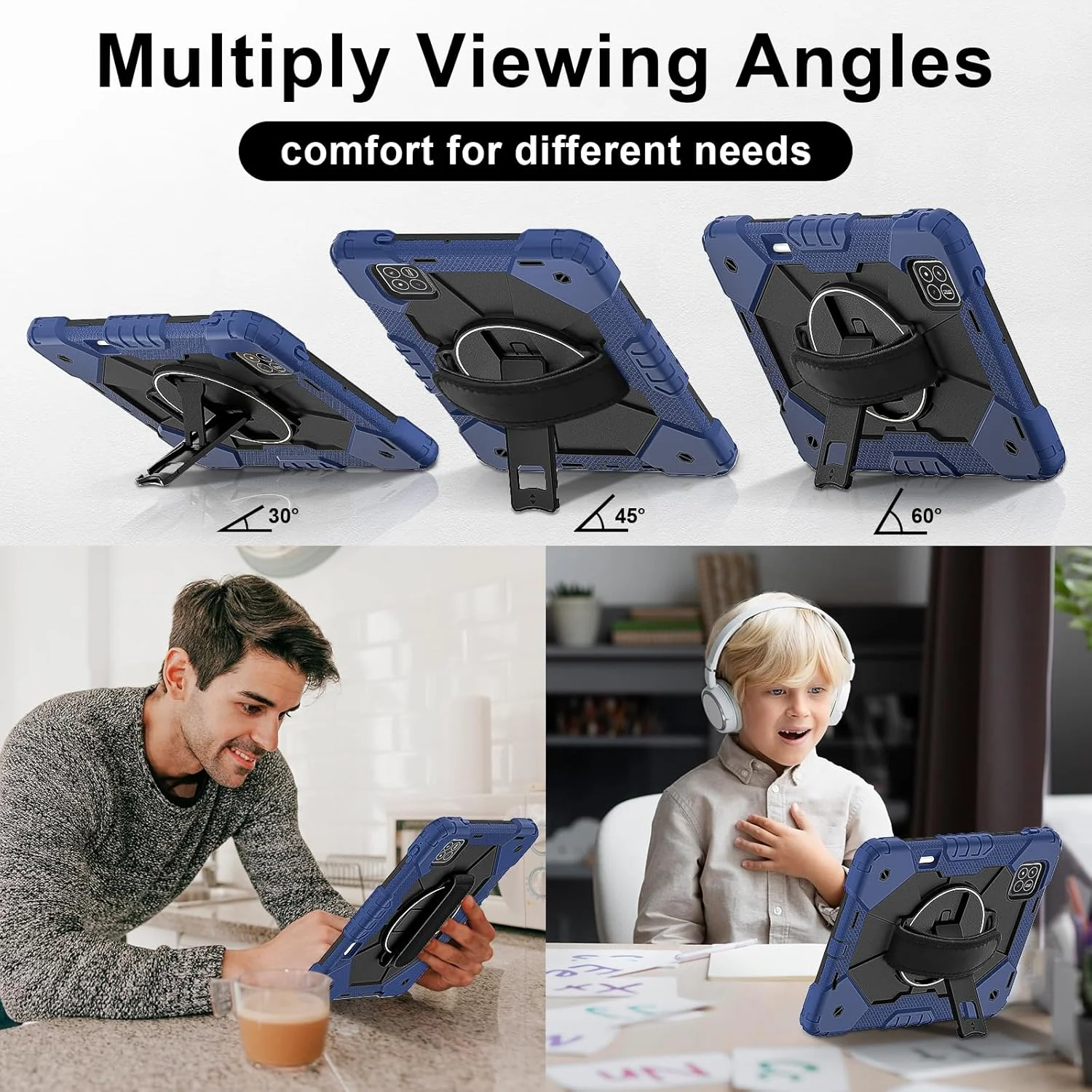 کیف تبلت رباتی nincyee برای شیائومی پد 7 پرو 11.2 اینچ 2024، کاور سیلیکونی رنگین کمانی ضد ضربه 3 در 1 با نگهدارنده مداد، بند شانه، بند دستی، پایه تاشو برای کودکان