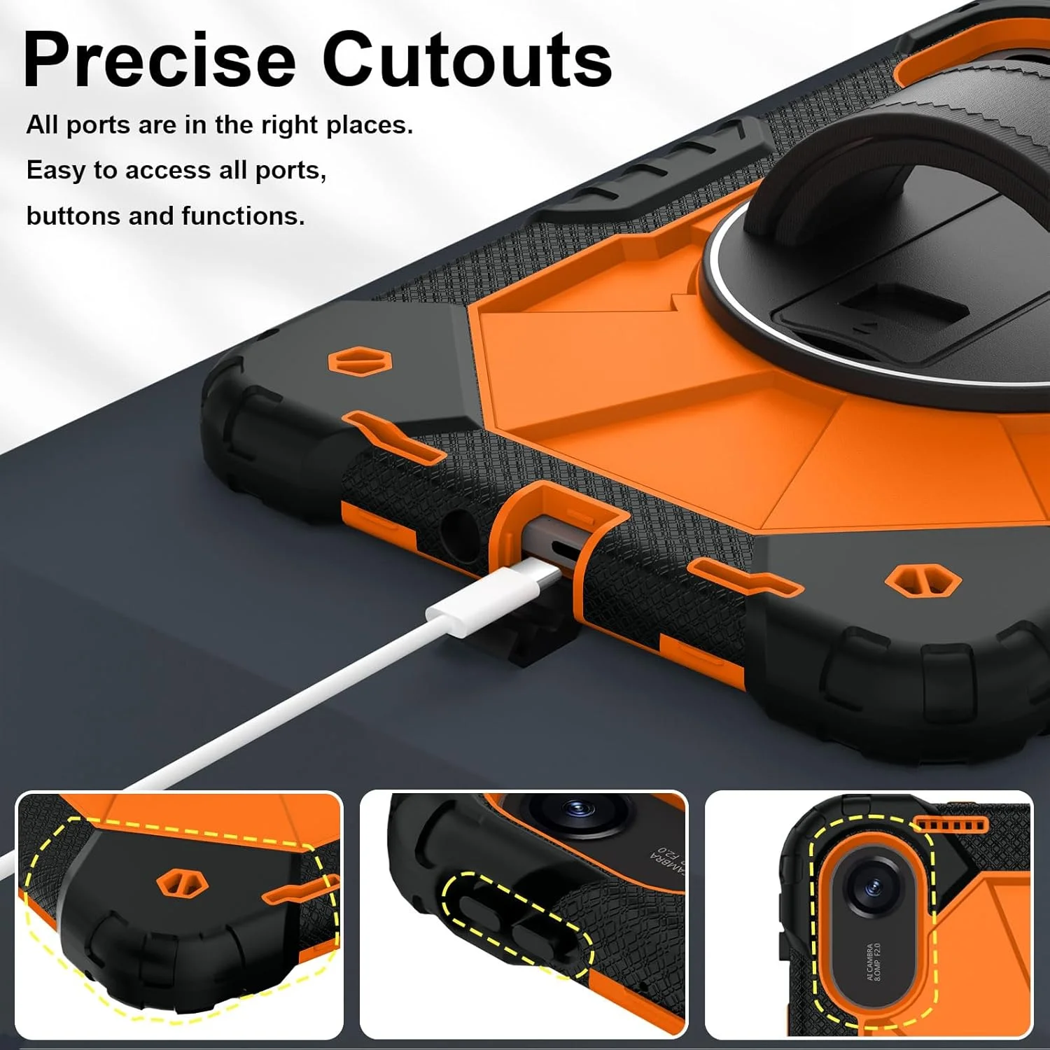 کاور مقاوم Gruattreay سازگار با تبلت شیائومی Redmi Pad 2 11 اینچی 2025، محافظت کامل بدنه از جنس PC+سیلیکون با پایه چرخان 360 درجه و بند دستی/بند شانه (نارنجی) کاور مقاوم Gruattreay سازگار با تبلت شیائومی Redmi Pad 2 11 اینچی 2025، محافظت کامل بدنه از جنس PC+سیلیکون با پایه چرخان 360 درجه و بند دستی/بند شانه (نارنجی)