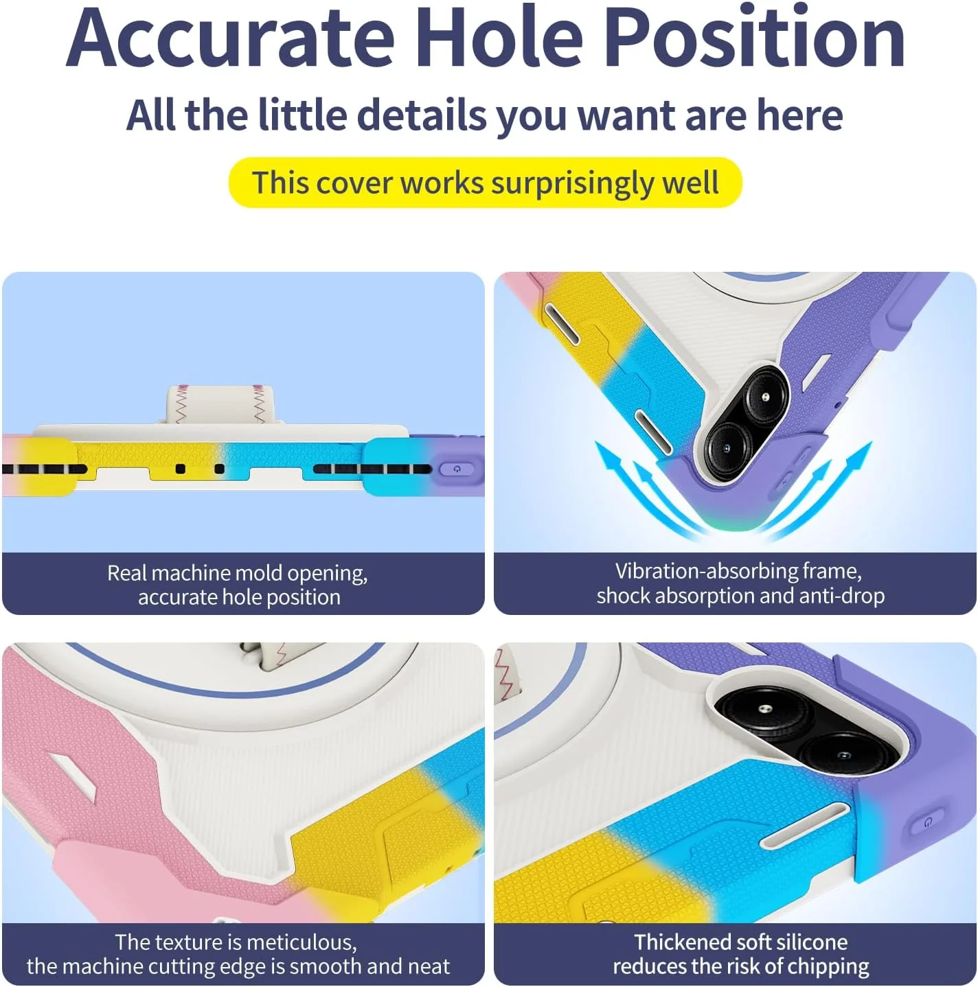 کیف تبلت nincyee برای Xiaomi Redmi Pad Pro 12.4" 2024، کیف سیلیکونی رنگین کمانی مقاوم در برابر ضربه برای کودکان با نگهدارنده مداد، بند شانه، پایه تاشو چرخشی، بند دستی کیف تبلت nincyee برای Xiaomi Redmi Pad Pro 12.4" 2024، کیف سیلیکونی رنگین کمانی مقاوم در برابر ضربه برای کودکان با نگهدارنده مداد، بند شانه، پایه تاشو چرخشی، بند دستی