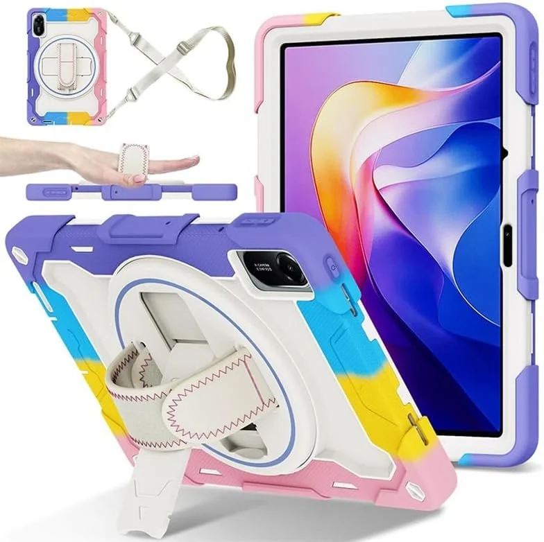 کاور تبلت کودکانه Gruattreay سازگار با شیائومی Redmi Pad 2 11 اینچ 2025، دارای پایه چند زاویه ای + بند دستی چرخان 360 درجه، کاور تبلت ضد ضربه 3 در 1 به همراه بند شانه (صورتی رنگارنگ) کاور تبلت کودکانه Gruattreay سازگار با شیائومی Redmi Pad 2 11 اینچ 2025، دارای پایه چند زاویه ای + بند دستی چرخان 360 درجه، کاور تبلت ضد ضربه 3 در 1 به همراه بند شانه (صورتی رنگارنگ)