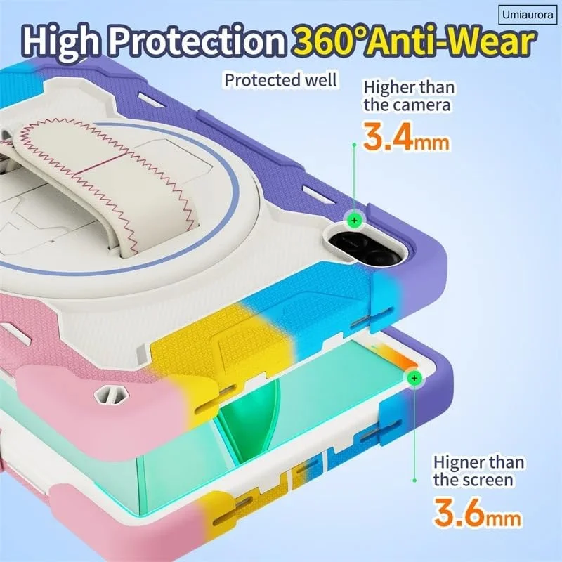 کاور تبلت کودکانه Gruattreay سازگار با شیائومی Redmi Pad 2 11 اینچ 2025، دارای پایه چند زاویه ای + بند دستی چرخان 360 درجه، کاور تبلت ضد ضربه 3 در 1 به همراه بند شانه (صورتی رنگارنگ) کاور تبلت کودکانه Gruattreay سازگار با شیائومی Redmi Pad 2 11 اینچ 2025، دارای پایه چند زاویه ای + بند دستی چرخان 360 درجه، کاور تبلت ضد ضربه 3 در 1 به همراه بند شانه (صورتی رنگارنگ)