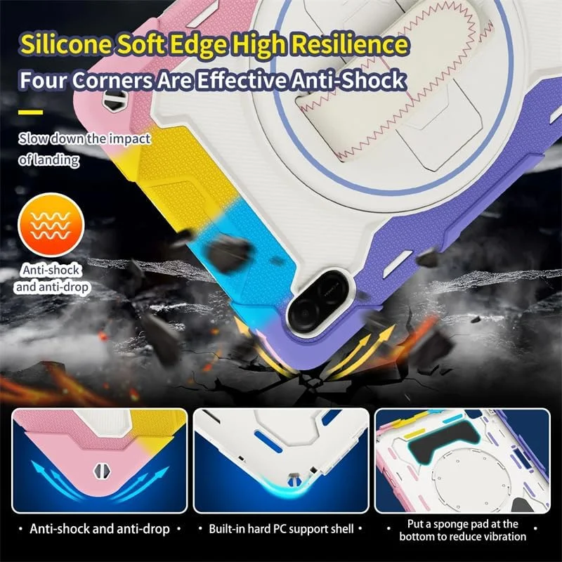 کاور تبلت کودکانه Gruattreay سازگار با شیائومی Redmi Pad 2 11 اینچ 2025، دارای پایه چند زاویه ای + بند دستی چرخان 360 درجه، کاور تبلت ضد ضربه 3 در 1 به همراه بند شانه (صورتی رنگارنگ) کاور تبلت کودکانه Gruattreay سازگار با شیائومی Redmi Pad 2 11 اینچ 2025، دارای پایه چند زاویه ای + بند دستی چرخان 360 درجه، کاور تبلت ضد ضربه 3 در 1 به همراه بند شانه (صورتی رنگارنگ)