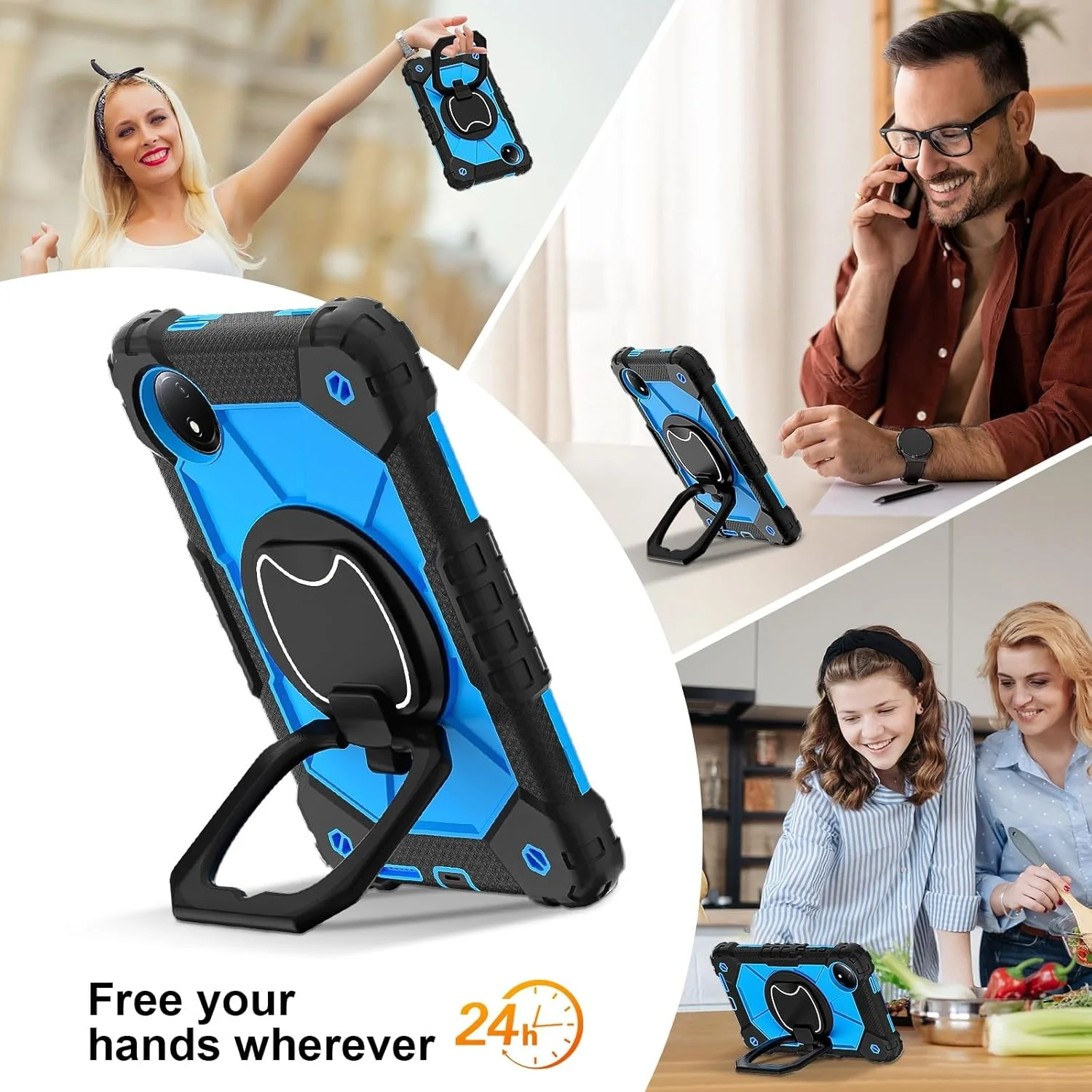 Travel with Tablet Case Compatible with Xiaomi Redmi Pad SE 8.7/Redmi Pad SE 4G 2024 Release, Rugged Shockproof Case, Protective Case with 360° Rotatable Stand + Wrist Strap + Travel with Tablet Case Compatible with Xiaomi Redmi Pad SE 8.7/Redmi Pad SE 4G 2024 Release, Rugged Shockproof Case, Protective Case with 360° Rotatable Stand + Wrist Strap +