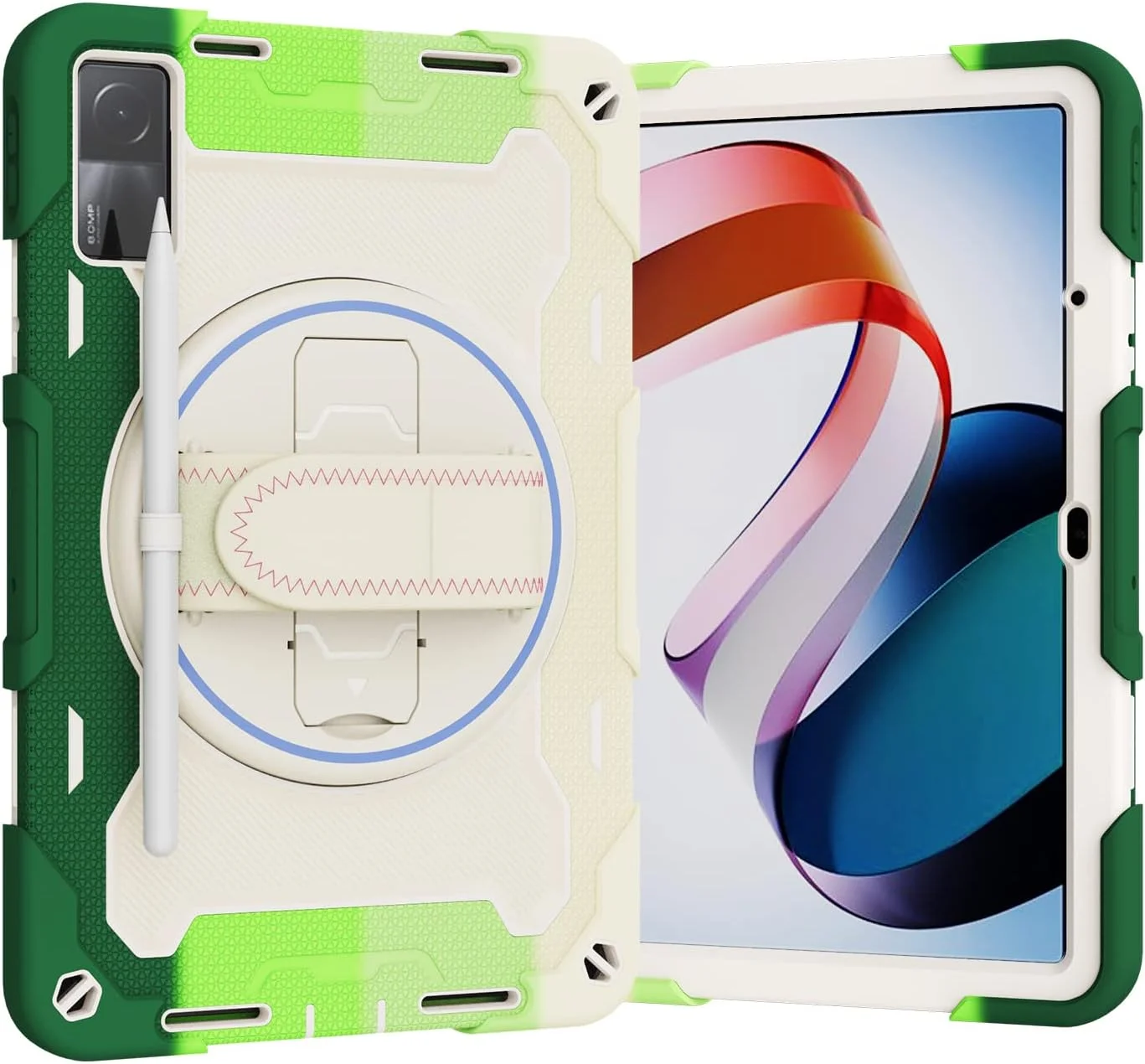 کیف تبلت nincyee برای شیائومی ردمی پد 10.6 اینچ، کیف سیلیکونی رنگین کمانی مقاوم در برابر ضربه برای کودکان با جای مداد، بند شانه، پایه تاشو چرخشی، بند دستی کیف تبلت nincyee برای شیائومی ردمی پد 10.6 اینچ، کیف سیلیکونی رنگین کمانی مقاوم در برابر ضربه برای کودکان با جای مداد، بند شانه، پایه تاشو چرخشی، بند دستی