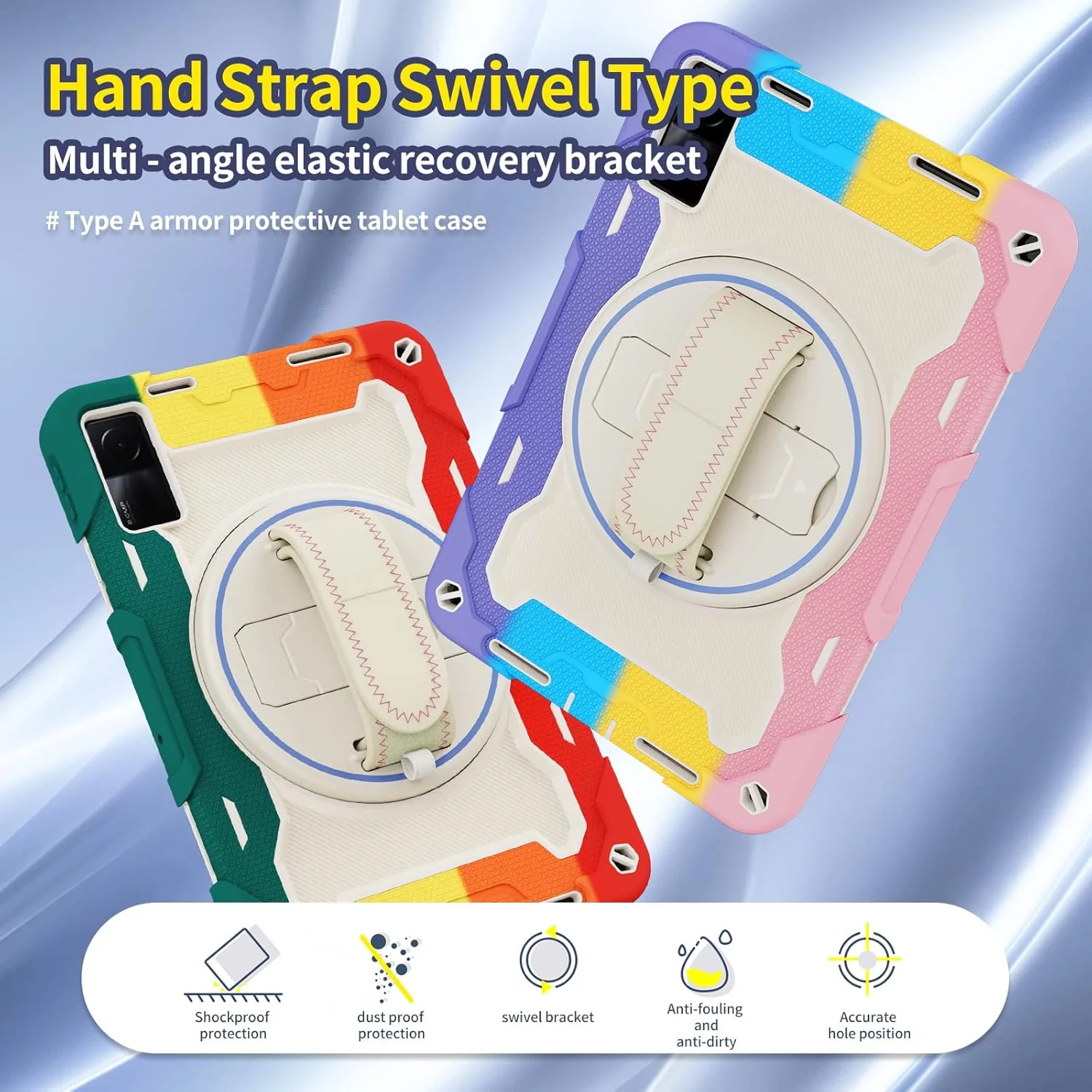 کیف تبلت nincyee برای شیائومی ردمی پد 10.6 اینچ، کیف سیلیکونی رنگین کمانی مقاوم در برابر ضربه برای کودکان با جای مداد، بند شانه، پایه تاشو چرخشی، بند دستی کیف تبلت nincyee برای شیائومی ردمی پد 10.6 اینچ، کیف سیلیکونی رنگین کمانی مقاوم در برابر ضربه برای کودکان با جای مداد، بند شانه، پایه تاشو چرخشی، بند دستی