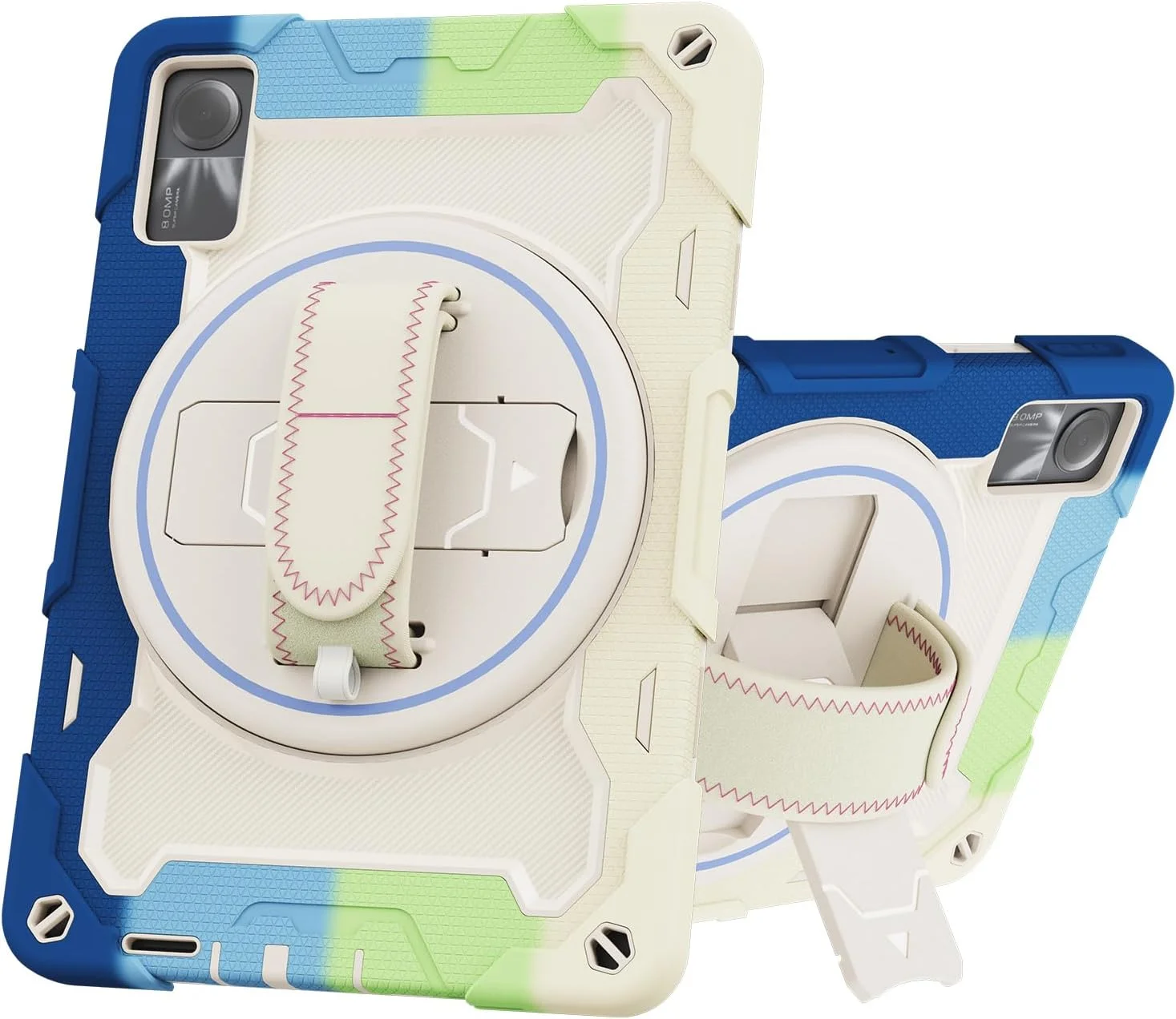 کیف تبلت nincyee برای Xiaomi Redmi Pad SE، کیف سیلیکونی رنگین کمانی مقاوم در برابر ضربه برای کودکان با نگهدارنده مداد، بند شانه، پایه تاشو چرخشی، بند دستی کیف تبلت nincyee برای Xiaomi Redmi Pad SE، کیف سیلیکونی رنگین کمانی مقاوم در برابر ضربه برای کودکان با نگهدارنده مداد، بند شانه، پایه تاشو چرخشی، بند دستی