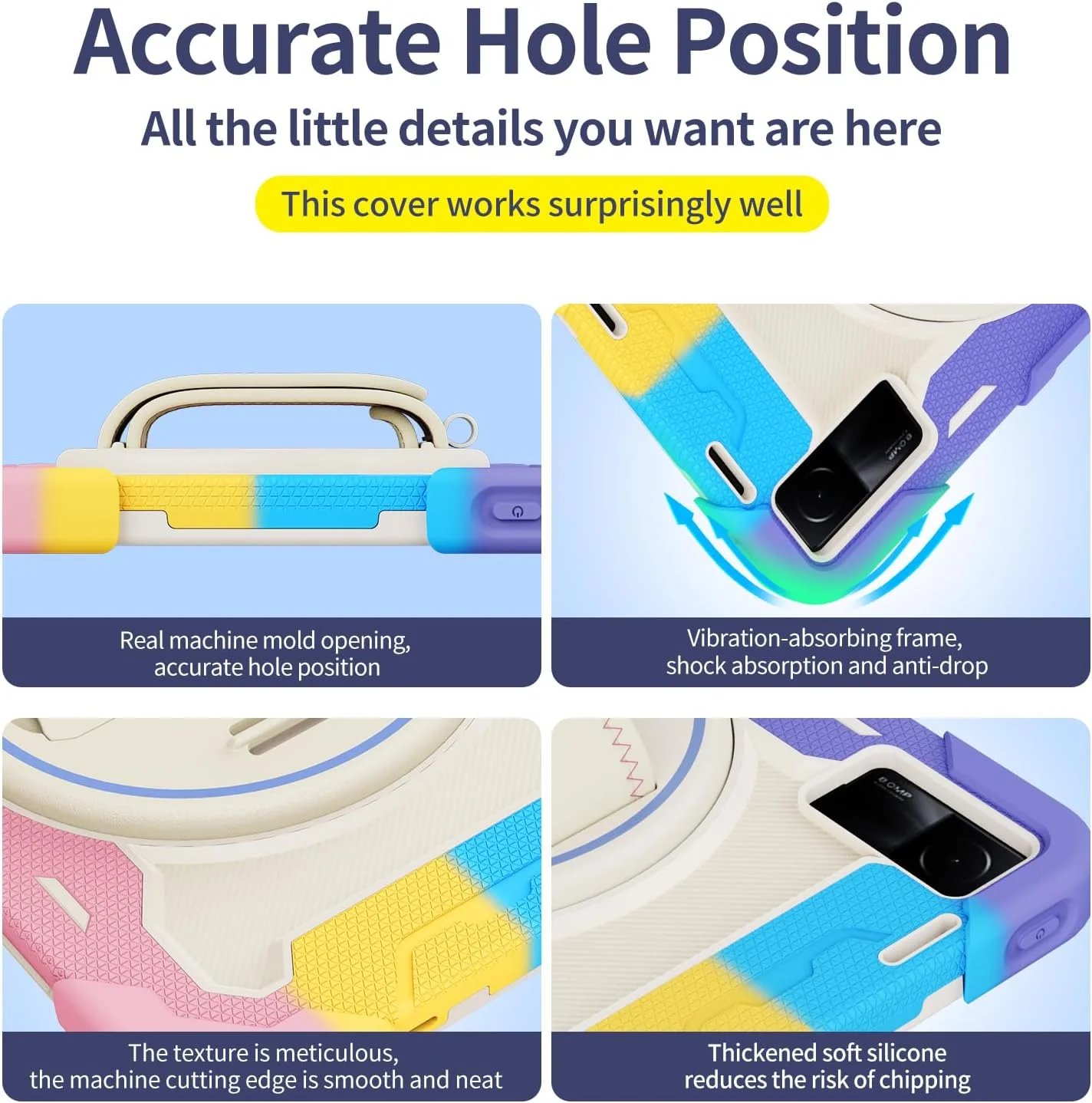 کیف تبلت nincyee برای شیائومی ردمی پد 10.6 اینچ، کیف سیلیکونی رنگین کمانی مقاوم در برابر ضربه برای کودکان با جای مداد، بند شانه، پایه تاشو چرخشی، بند دستی کیف تبلت nincyee برای شیائومی ردمی پد 10.6 اینچ، کیف سیلیکونی رنگین کمانی مقاوم در برابر ضربه برای کودکان با جای مداد، بند شانه، پایه تاشو چرخشی، بند دستی