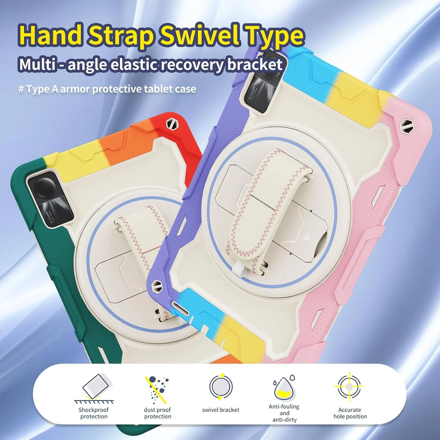 کیف تبلت nincyee برای Xiaomi Redmi Pad SE، کیف سیلیکونی رنگین کمانی مقاوم در برابر ضربه برای کودکان با نگهدارنده مداد، بند شانه، پایه تاشو چرخشی، بند دستی کیف تبلت nincyee برای Xiaomi Redmi Pad SE، کیف سیلیکونی رنگین کمانی مقاوم در برابر ضربه برای کودکان با نگهدارنده مداد، بند شانه، پایه تاشو چرخشی، بند دستی