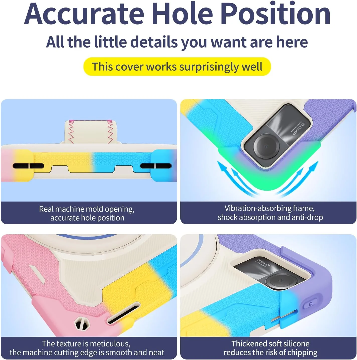 کیف تبلت nincyee برای Xiaomi Redmi Pad SE، کیف سیلیکونی رنگین کمانی مقاوم در برابر ضربه برای کودکان با نگهدارنده مداد، بند شانه، پایه تاشو چرخشی، بند دستی کیف تبلت nincyee برای Xiaomi Redmi Pad SE، کیف سیلیکونی رنگین کمانی مقاوم در برابر ضربه برای کودکان با نگهدارنده مداد، بند شانه، پایه تاشو چرخشی، بند دستی