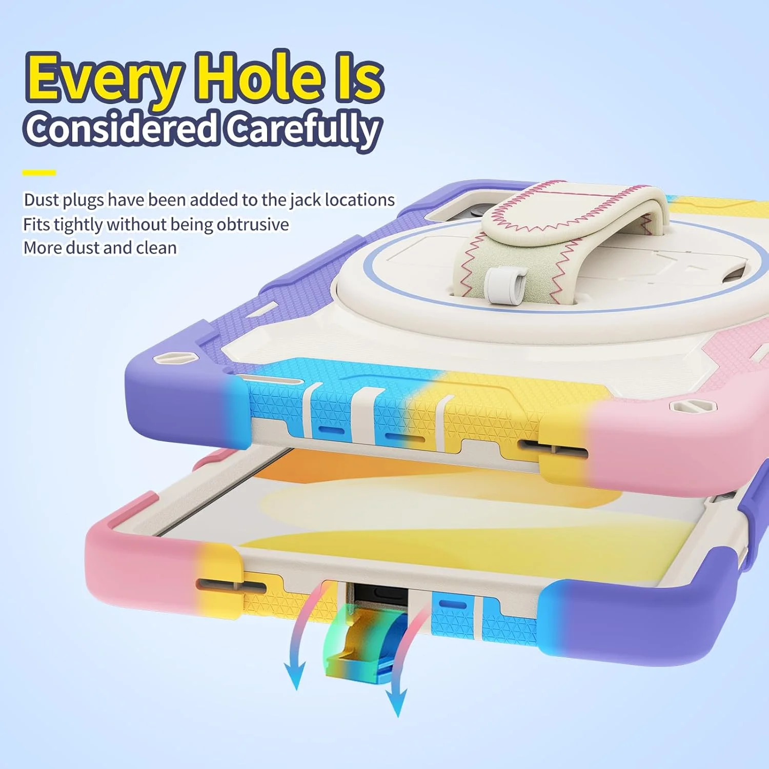 کیف تبلت nincyee برای Xiaomi Redmi Pad SE، کیف سیلیکونی رنگین کمانی مقاوم در برابر ضربه برای کودکان با نگهدارنده مداد، بند شانه، پایه تاشو چرخشی، بند دستی کیف تبلت nincyee برای Xiaomi Redmi Pad SE، کیف سیلیکونی رنگین کمانی مقاوم در برابر ضربه برای کودکان با نگهدارنده مداد، بند شانه، پایه تاشو چرخشی، بند دستی