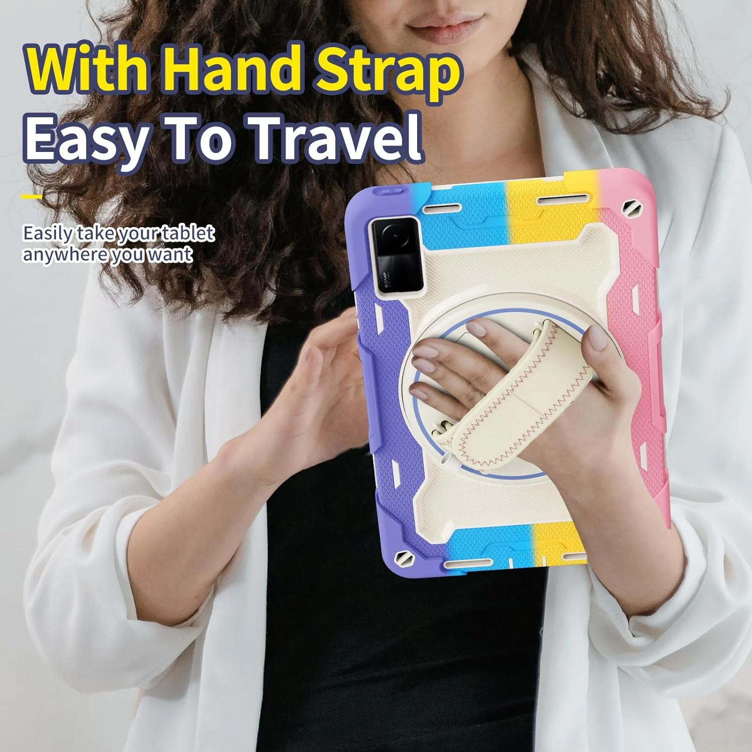 کیف تبلت nincyee برای شیائومی ردمی پد 10.6 اینچ، کیف سیلیکونی رنگین کمانی مقاوم در برابر ضربه برای کودکان با جای مداد، بند شانه، پایه تاشو چرخشی، بند دستی کیف تبلت nincyee برای شیائومی ردمی پد 10.6 اینچ، کیف سیلیکونی رنگین کمانی مقاوم در برابر ضربه برای کودکان با جای مداد، بند شانه، پایه تاشو چرخشی، بند دستی