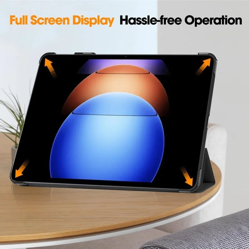 کاور تبلت نیکاکیو مناسب برای شیائومی پد 6S Pro با صفحه نمایش 12.4 اینچ، کاور سه تایی با جای قلم، حالت خواب/بیدار خودکار، پشت TPU نرم، کاور محافظ باریک، مشکی