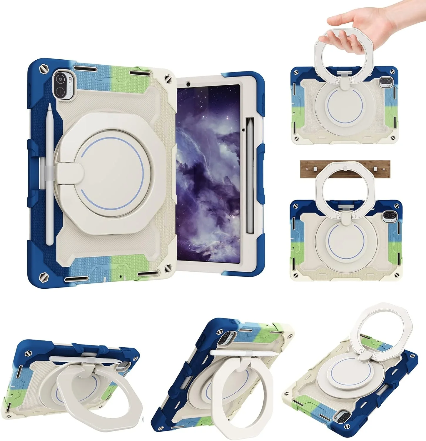 کیف تبلت مسافرتی سازگار با کودکان، مناسب برای Xiaomi MI Pad 5/Mipad 5 Pro 11 اینچ 2021، قاب با پایه چرخشی 360 درجه، مقاوم در برابر ضربه، دارای بند کیف تبلت مسافرتی سازگار با کودکان، مناسب برای Xiaomi MI Pad 5/Mipad 5 Pro 11 اینچ 2021، قاب با پایه چرخشی 360 درجه، مقاوم در برابر ضربه، دارای بند