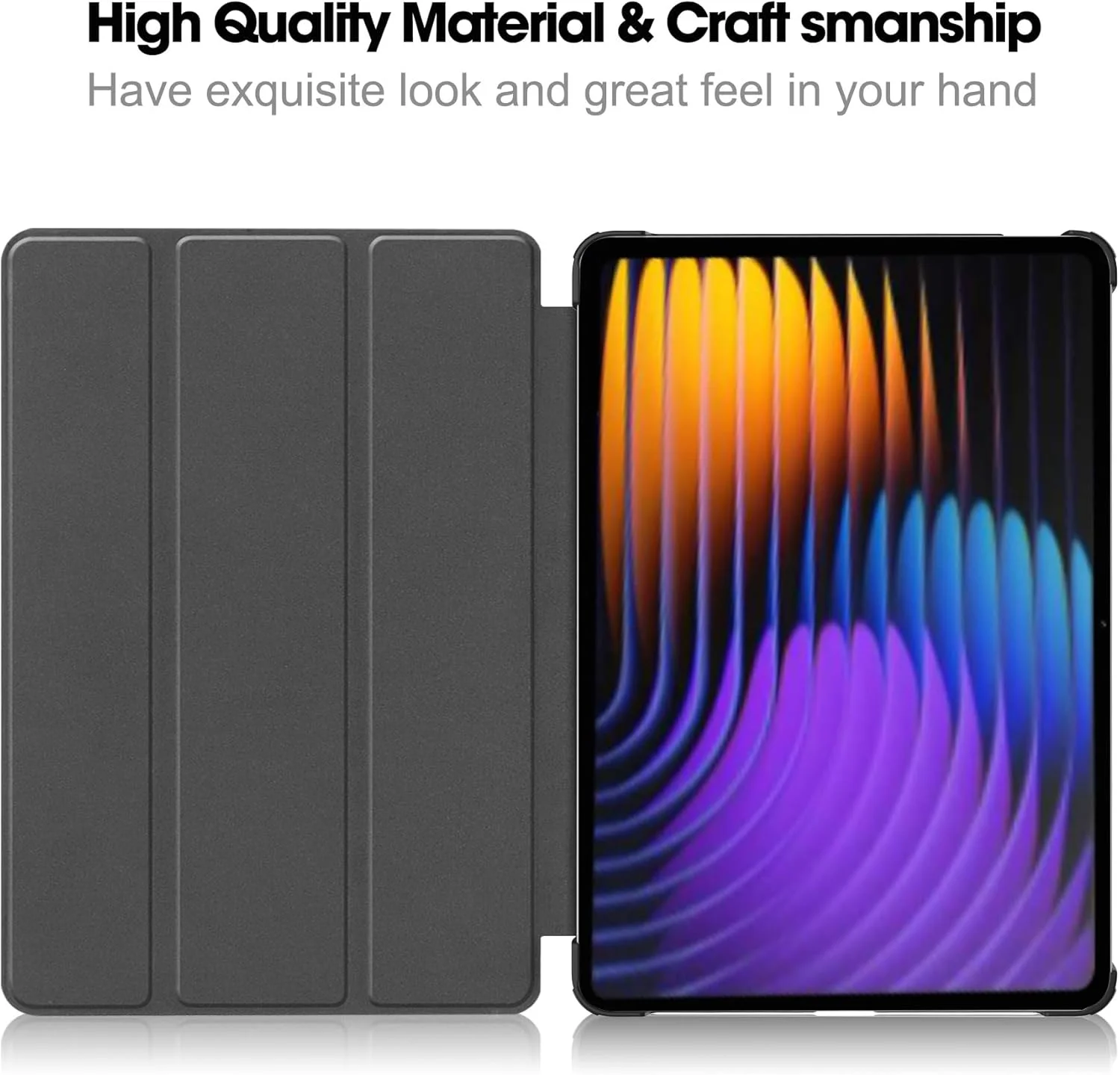 کاور Gruattreay سازگار با تبلت 11.2 اینچی Xiaomi Pad 7، کاور سبک وزن سه تایی چرمی PU، محافظ ضد ضربه برای Mi Pad 7 با قابلیت بیدار/خواب خودکار (خاکستری)