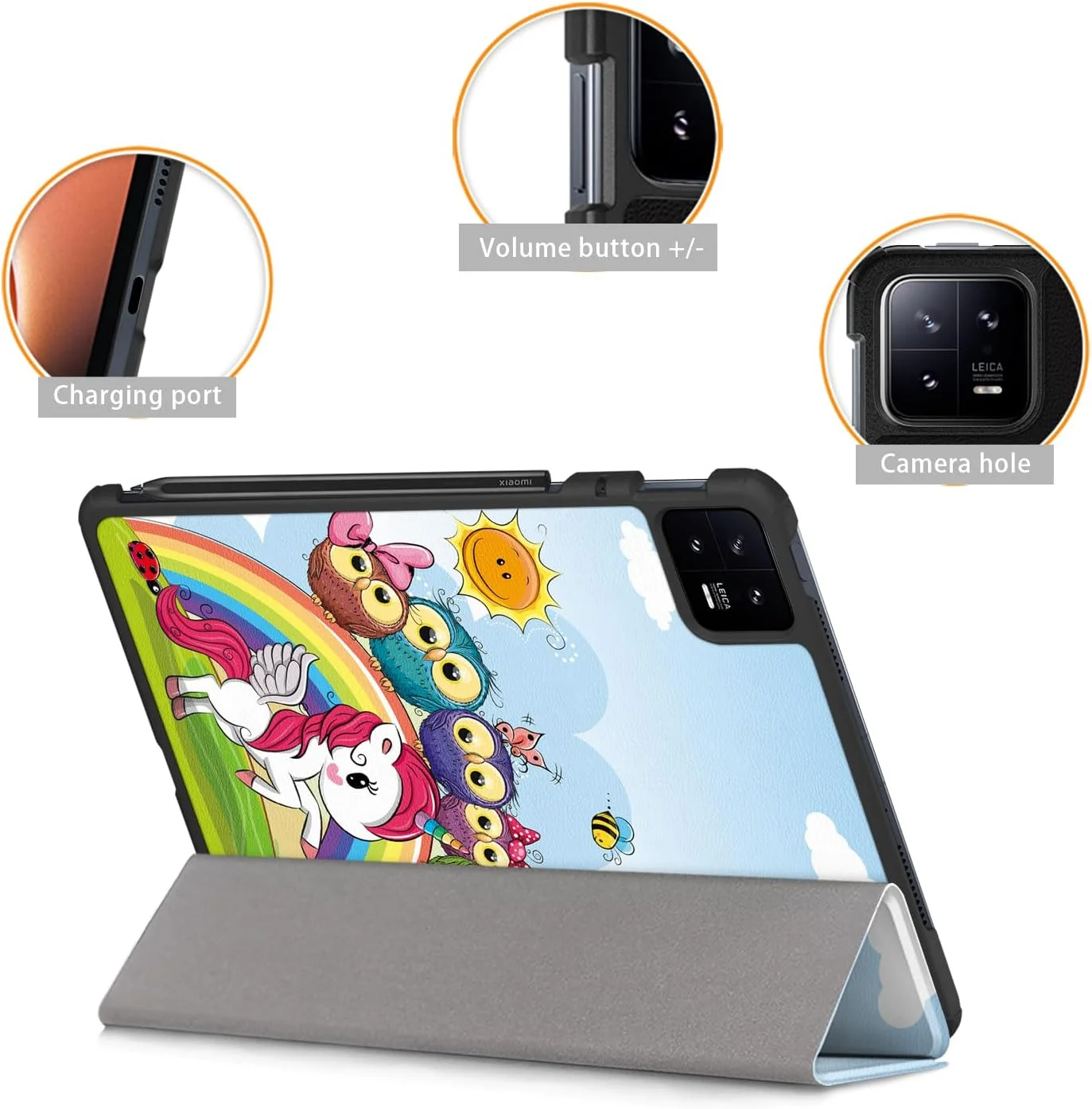 کیف تبلت TOPCASE برای شیائومی پد 6 / پد 6 پرو 11 اینچی 2023، کیف محافظ باریک با عملکرد استند، طرح یونیکورن کیف تبلت TOPCASE برای شیائومی پد 6 / پد 6 پرو 11 اینچی 2023، کیف محافظ باریک با عملکرد استند، طرح یونیکورن
