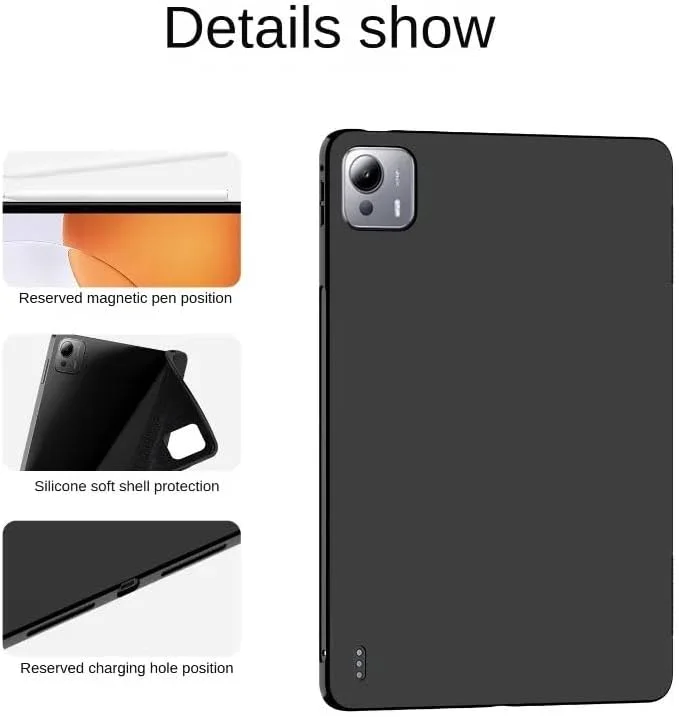 کاور تبلت Gruattreay سازگار با شیائومی پد 7S Pro 12.5 اینچ 2025، کاور پشتی محافظ سیلیکونی TPU نرم ضد ضربه برای Mi Pad 7S Pro 12.5"