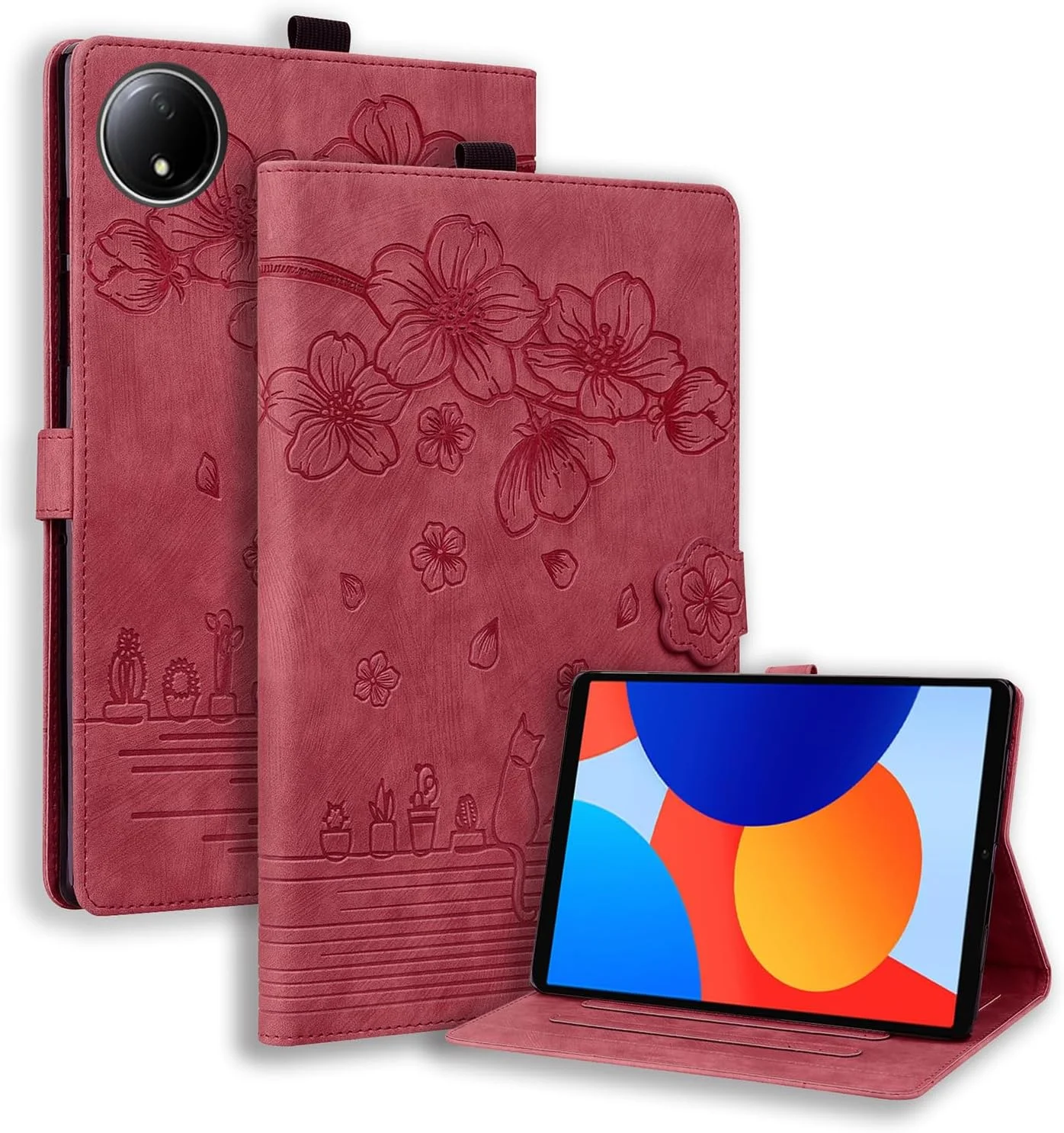 کیف تبلت SLLMYYX سازگار با شیائومی Redmi Pad SE 8.7 اینچ (نسخه 2024)، طرح گربه شکوفه گیلاس، جلد هوشمند چرمی PU با قابلیت استند (قرمز) کیف تبلت SLLMYYX سازگار با شیائومی Redmi Pad SE 8.7 اینچ (نسخه 2024)، طرح گربه شکوفه گیلاس، جلد هوشمند چرمی PU با قابلیت استند (قرمز)