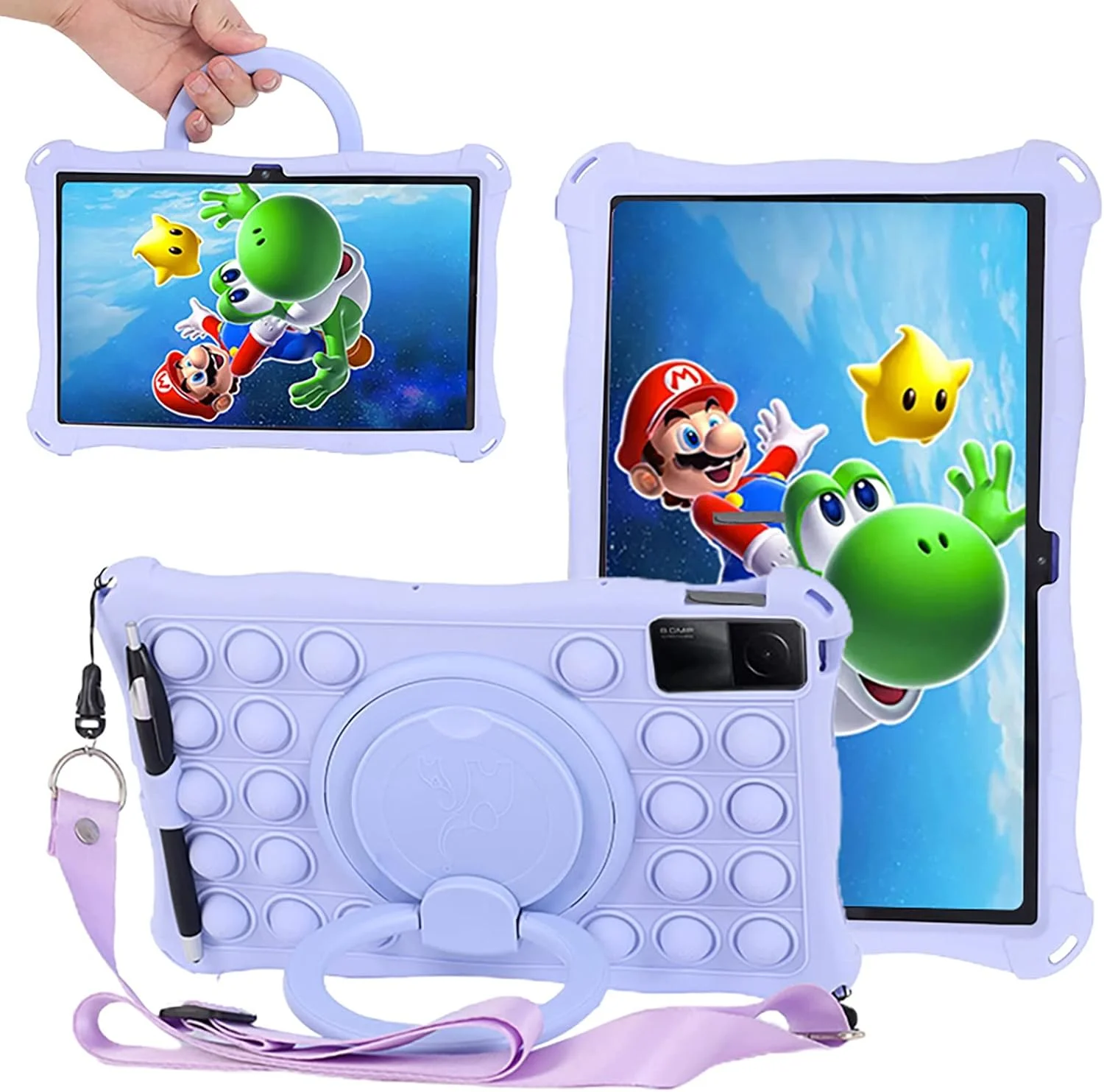 ESSTORE Case Compatible with Xiaomi Redmi Pad 10.61 Inch 2022 Rotating Handle Kickstand Silicone Shockproof Cover with Shoulder Strap Pencil Holder Stylus, Purple ESSTORE Case Compatible with Xiaomi Redmi Pad 10.61 Inch 2022 Rotating Handle Kickstand Silicone Shockproof Cover with Shoulder Strap Pencil Holder Stylus, Purple