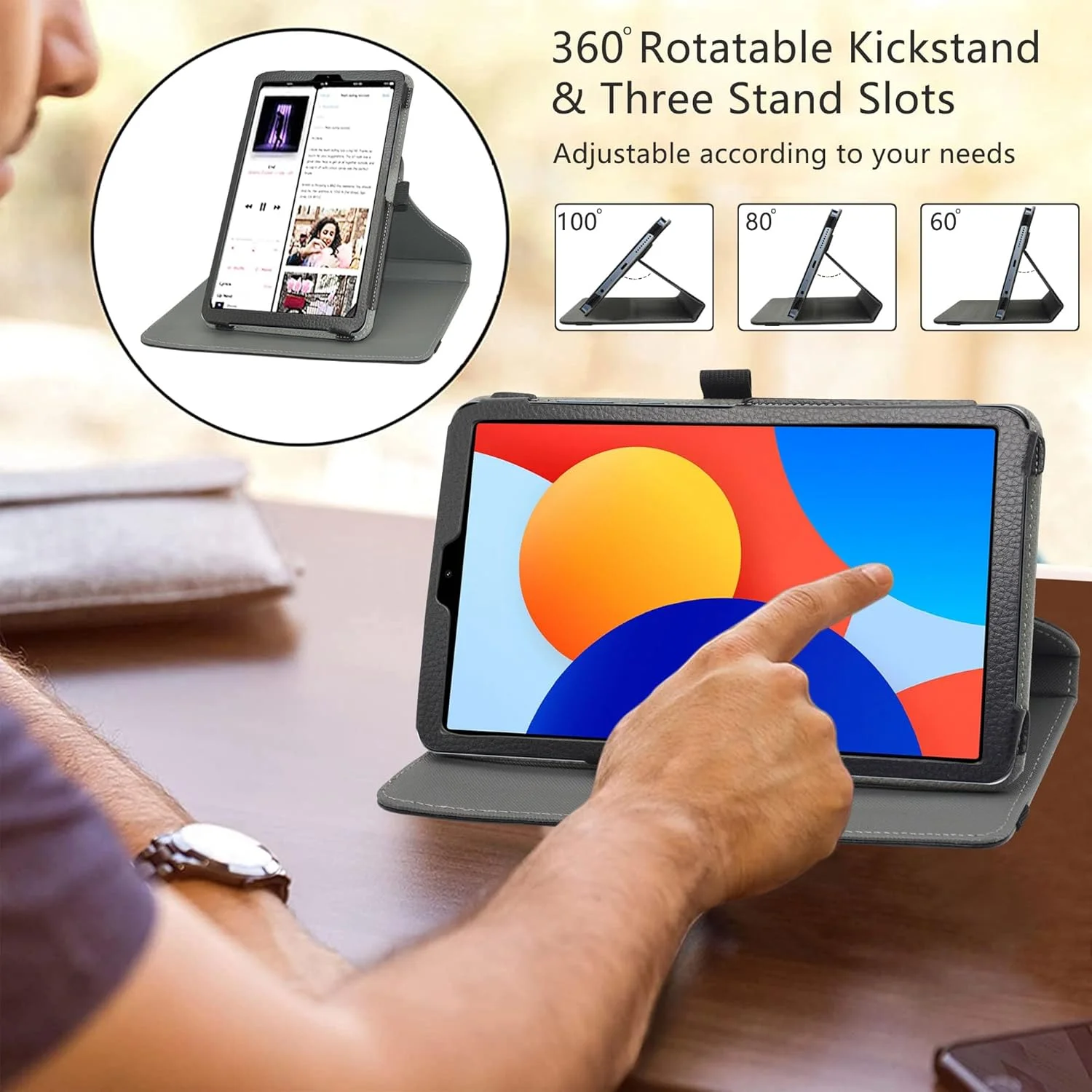 کیف چرخشی LiuShan برای تبلت شیائومی Redmi Pad SE، کیف چرمی PU با قابلیت استند برای تبلت شیائومی Redmi Pad SE سایز 8.7 اینچ، مشکی کیف چرخشی LiuShan برای تبلت شیائومی Redmi Pad SE، کیف چرمی PU با قابلیت استند برای تبلت شیائومی Redmi Pad SE سایز 8.7 اینچ، مشکی